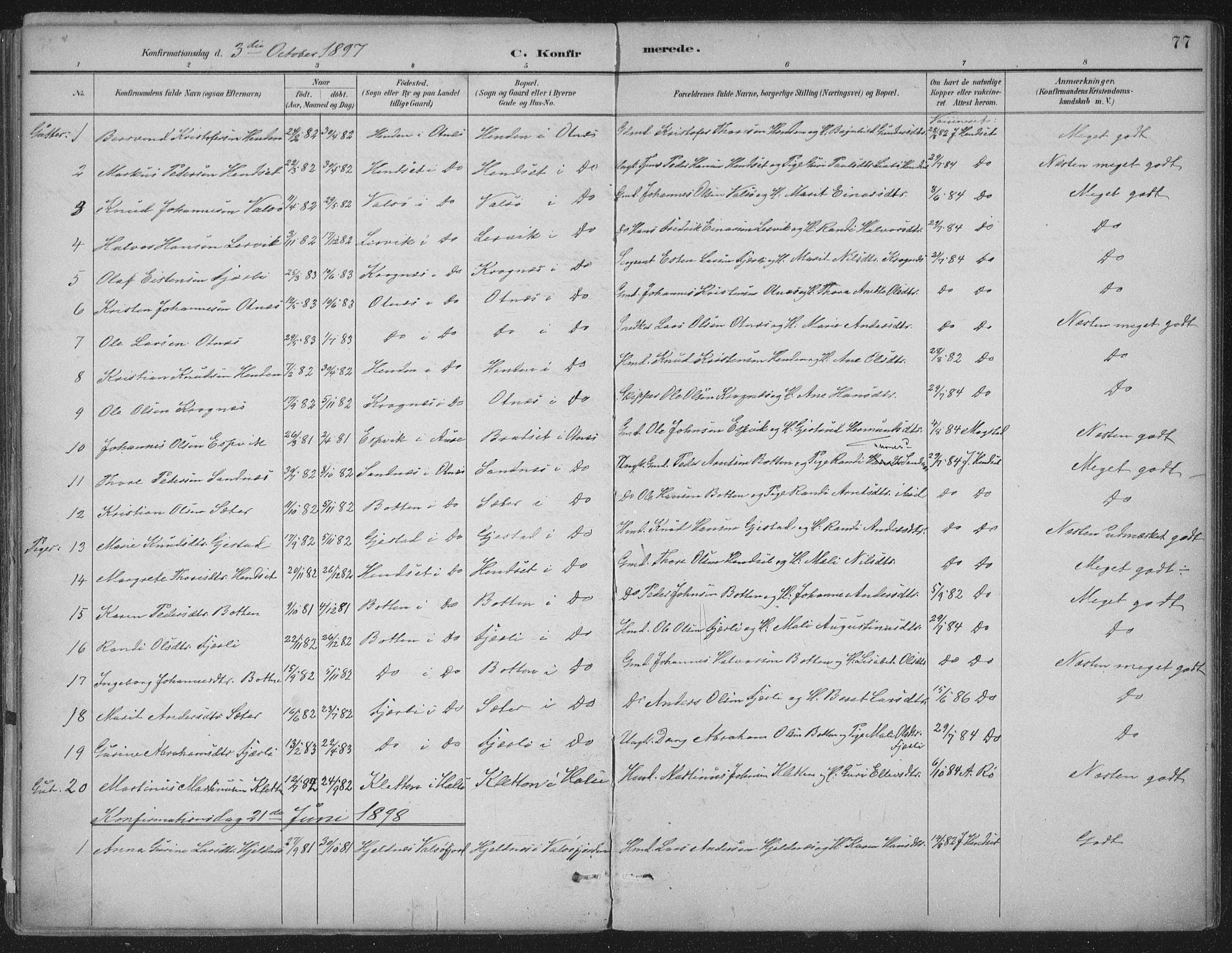 Ministerialprotokoller, klokkerbøker og fødselsregistre - Møre og Romsdal, AV/SAT-A-1454/580/L0925: Parish register (official) no. 580A02, 1888-1913, p. 77