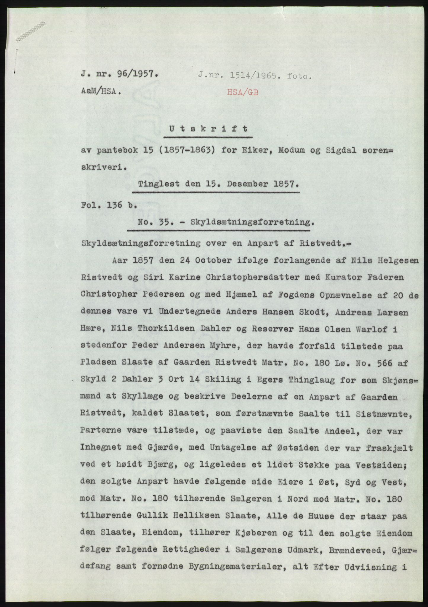 Statsarkivet i Kongsberg, SAKO/A-0001, 1956-1957, p. 139