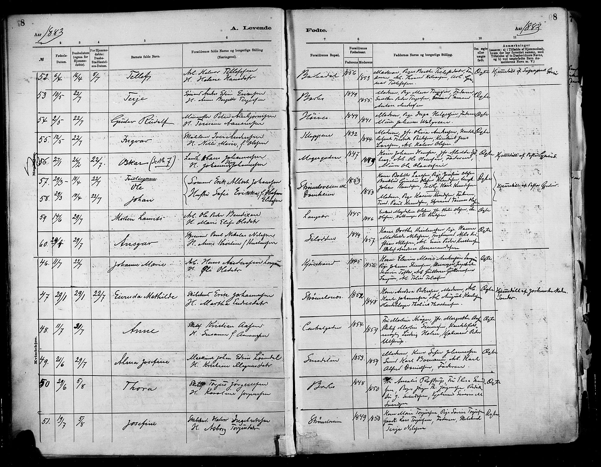 Barbu sokneprestkontor, SAK/1111-0003/F/Fa/L0002: Parish register (official) no. A 2, 1883-1898, p. 8