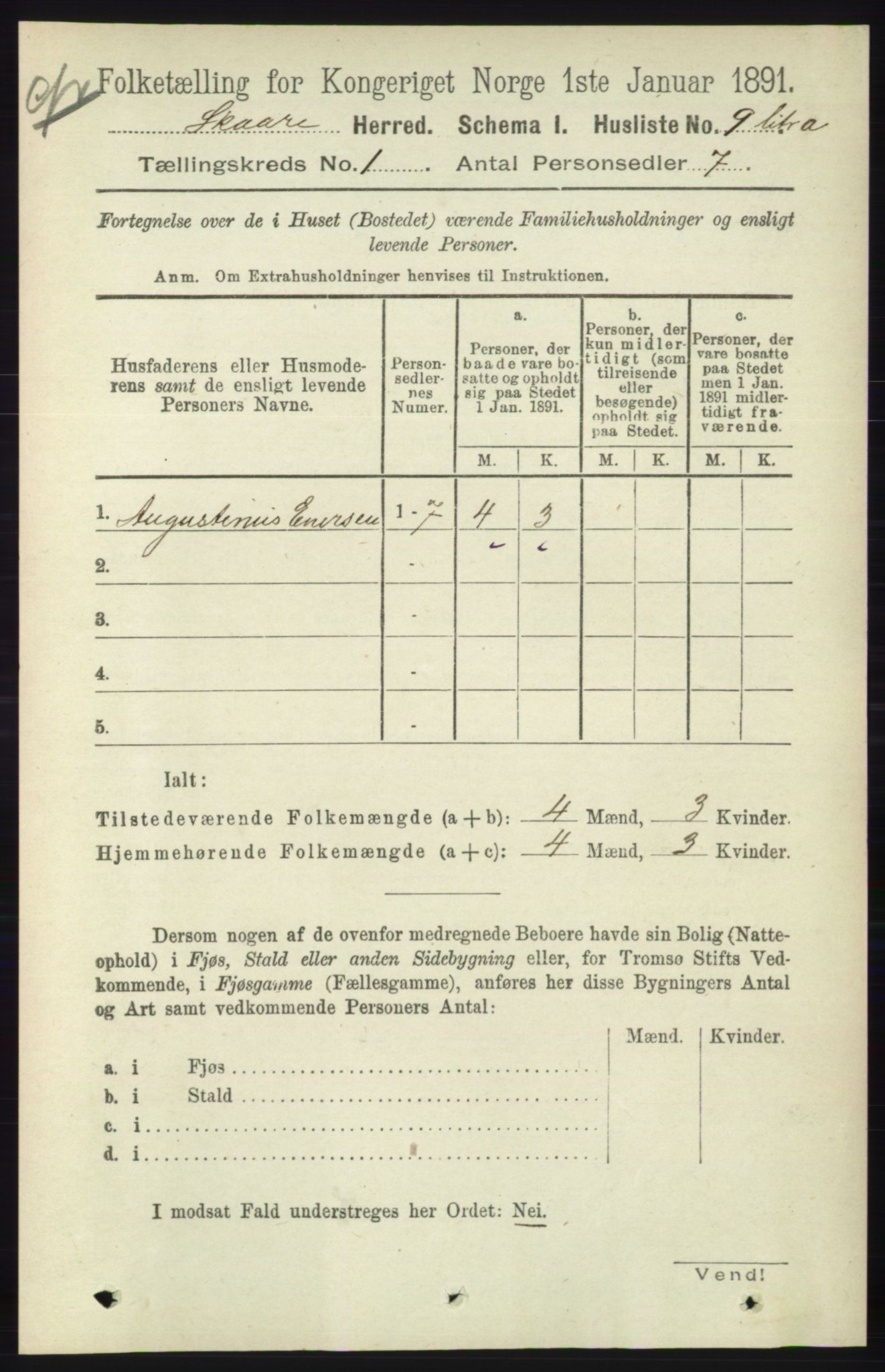 RA, 1891 census for 1153 Skåre, 1891, p. 26