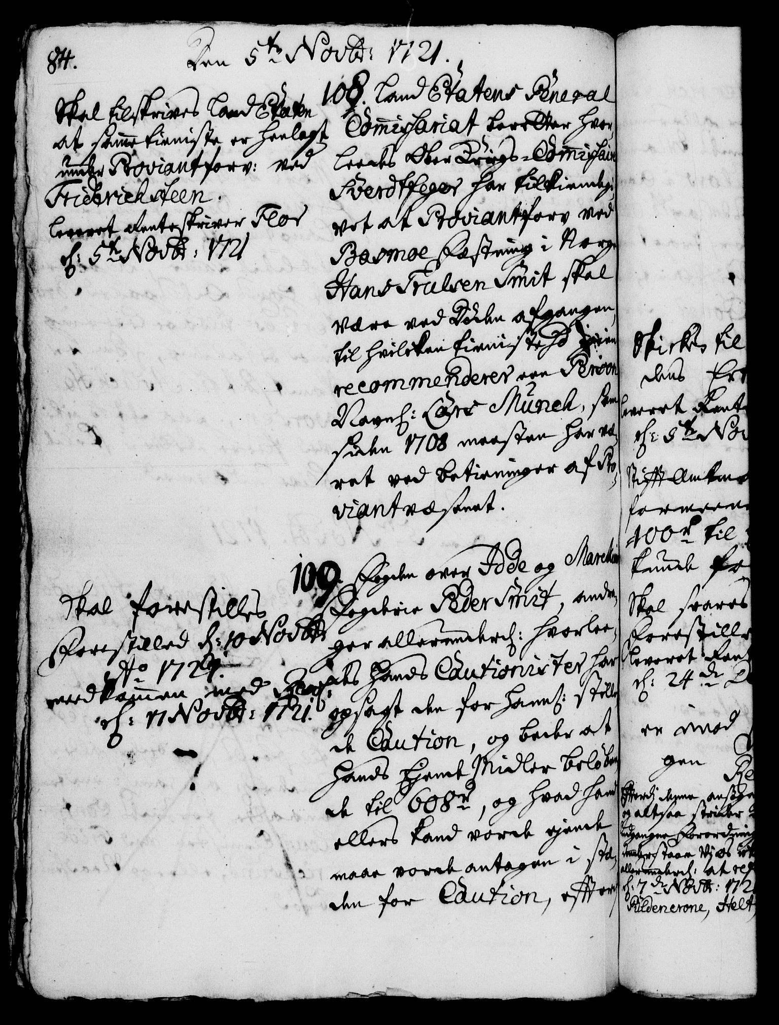 Rentekammeret, Kammerkanselliet, RA/EA-3111/G/Gh/Gha/L0005: Norsk ekstraktmemorialprotokoll (merket RK 53.50), 1721-1723, p. 84