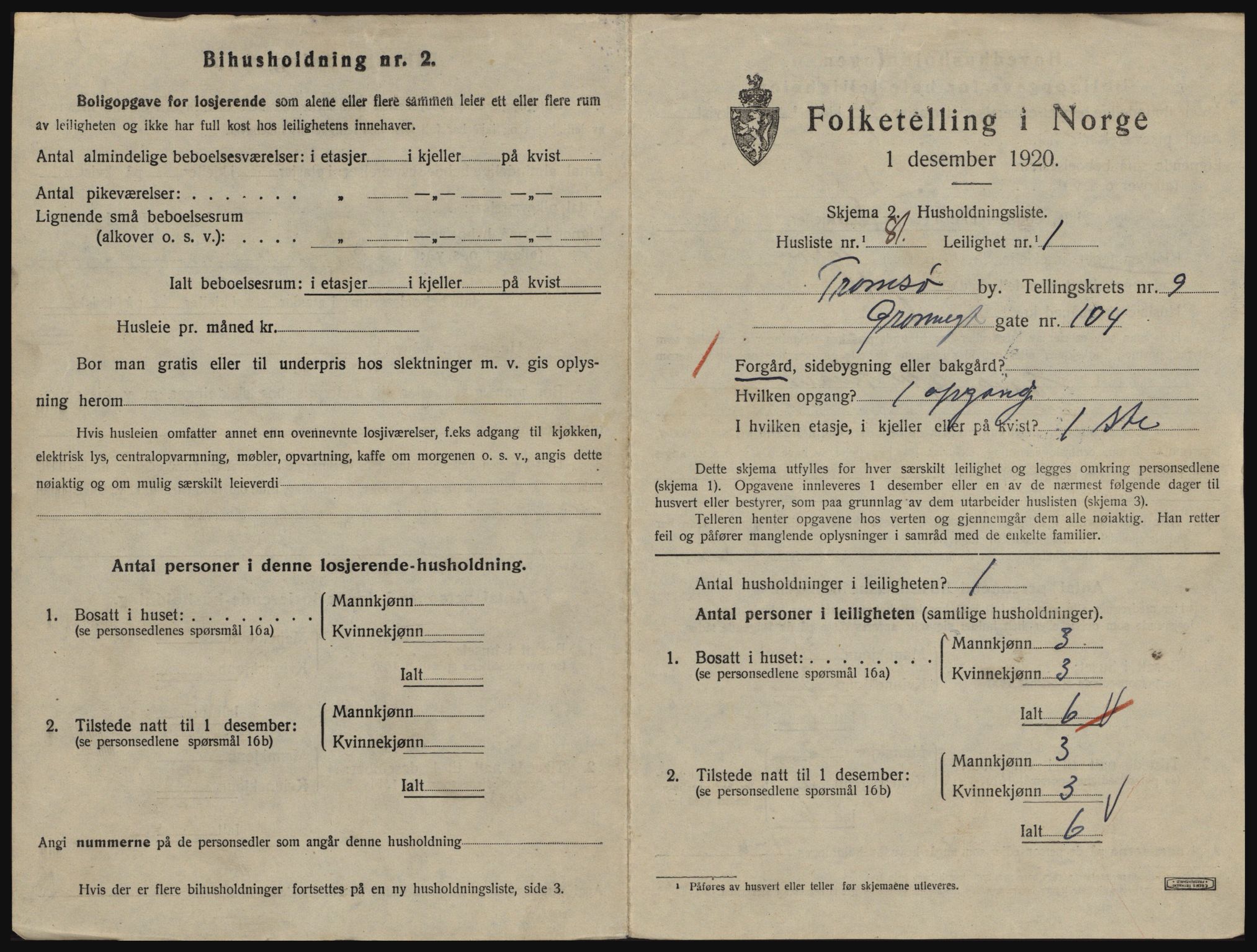 SATØ, 1920 census for Tromsø, 1920, p. 5159