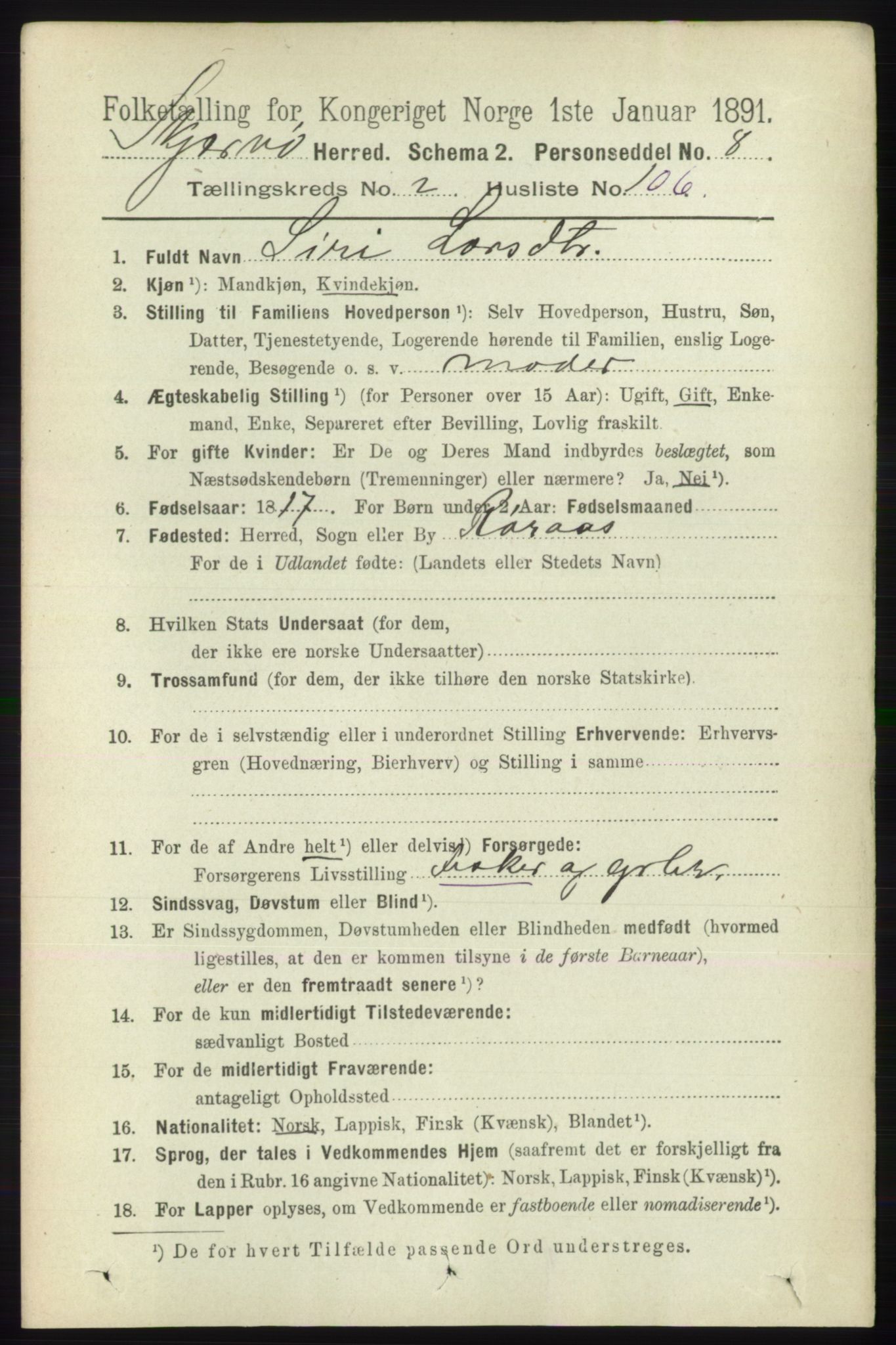 RA, 1891 census for 1941 Skjervøy, 1891, p. 1775