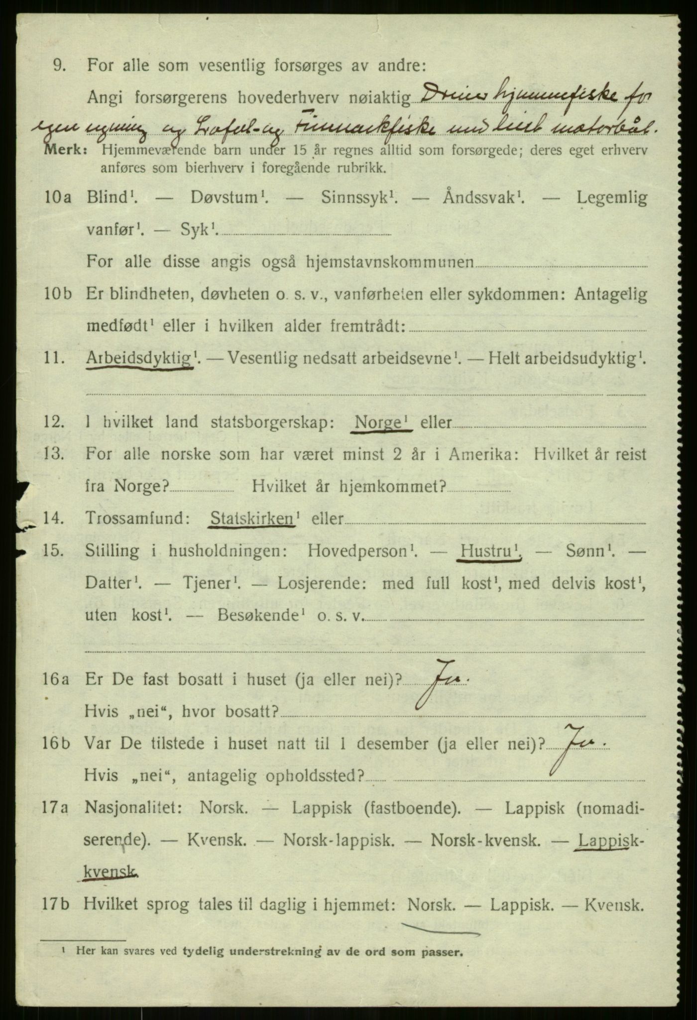 SATØ, 1920 census for Lyngen, 1920, p. 1903