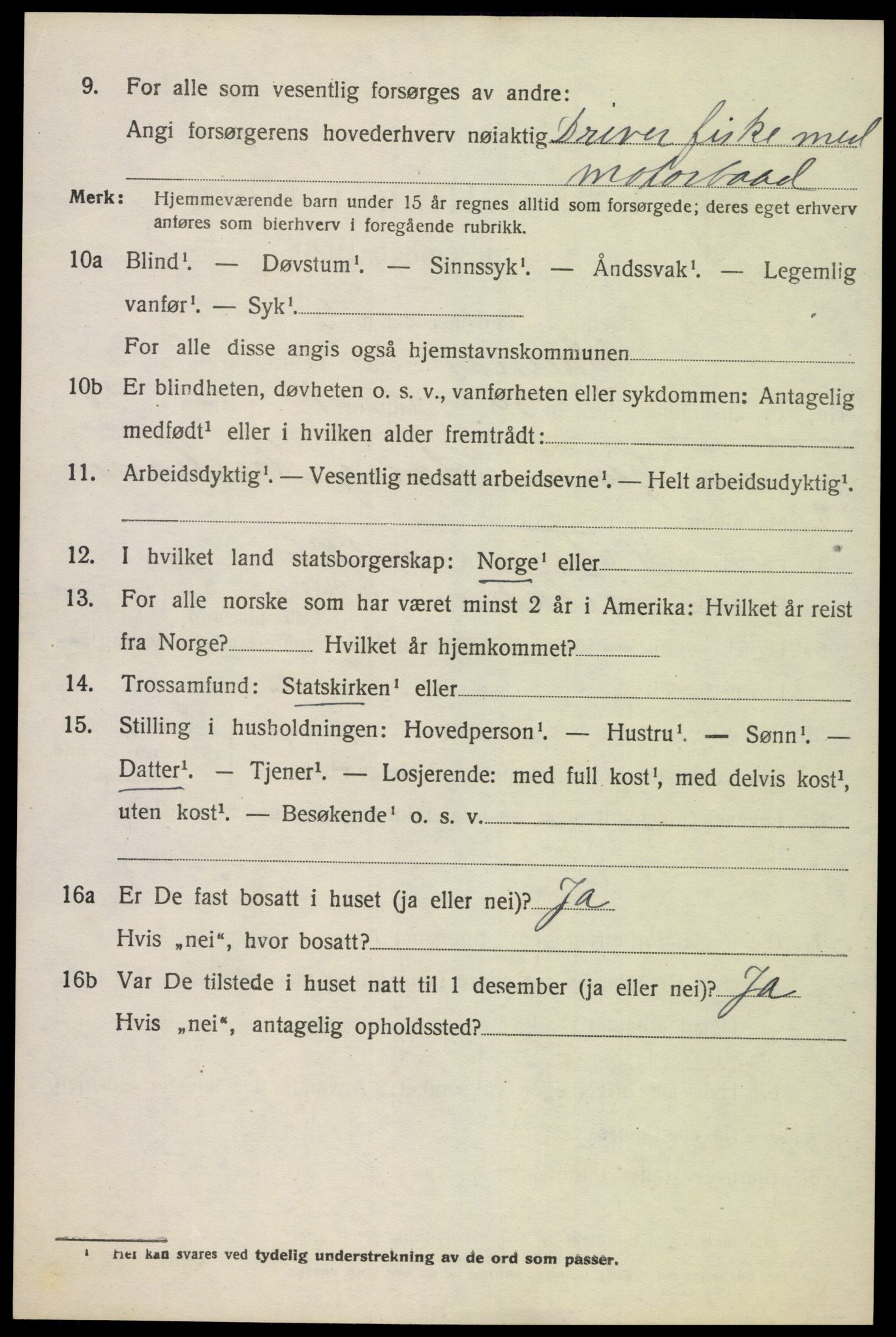 SAK, 1920 census for Oddernes, 1920, p. 3902