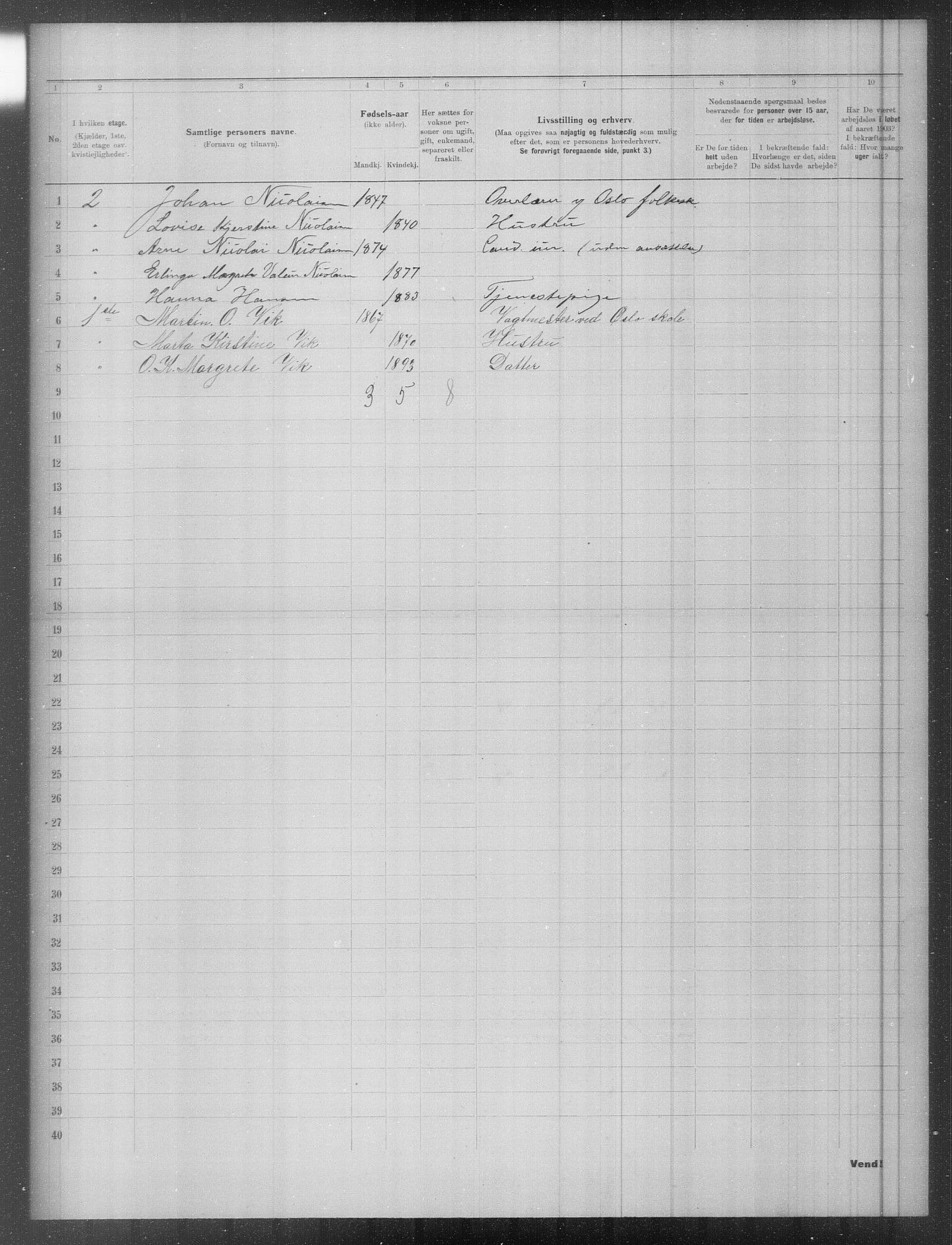 OBA, Municipal Census 1903 for Kristiania, 1903, p. 3828