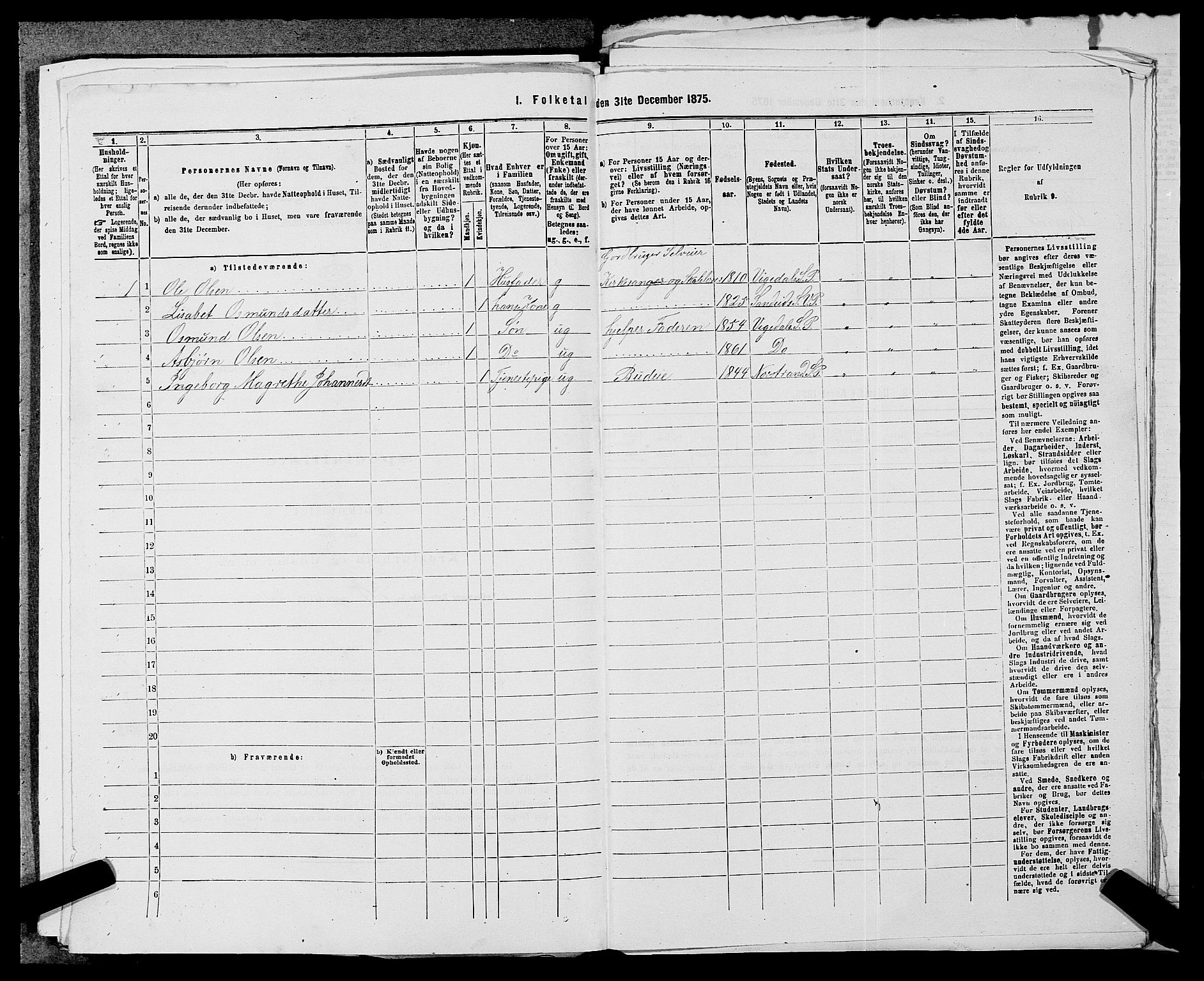 SAST, 1875 census for 1157P Vikedal, 1875, p. 758