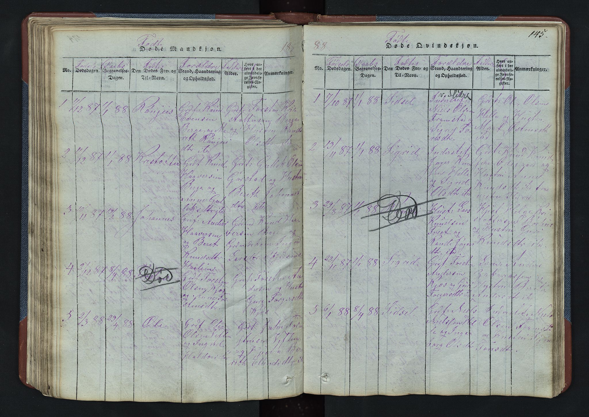 Vang prestekontor, Valdres, SAH/PREST-140/H/Hb/L0003: Parish register (copy) no. 3, 1814-1892, p. 145