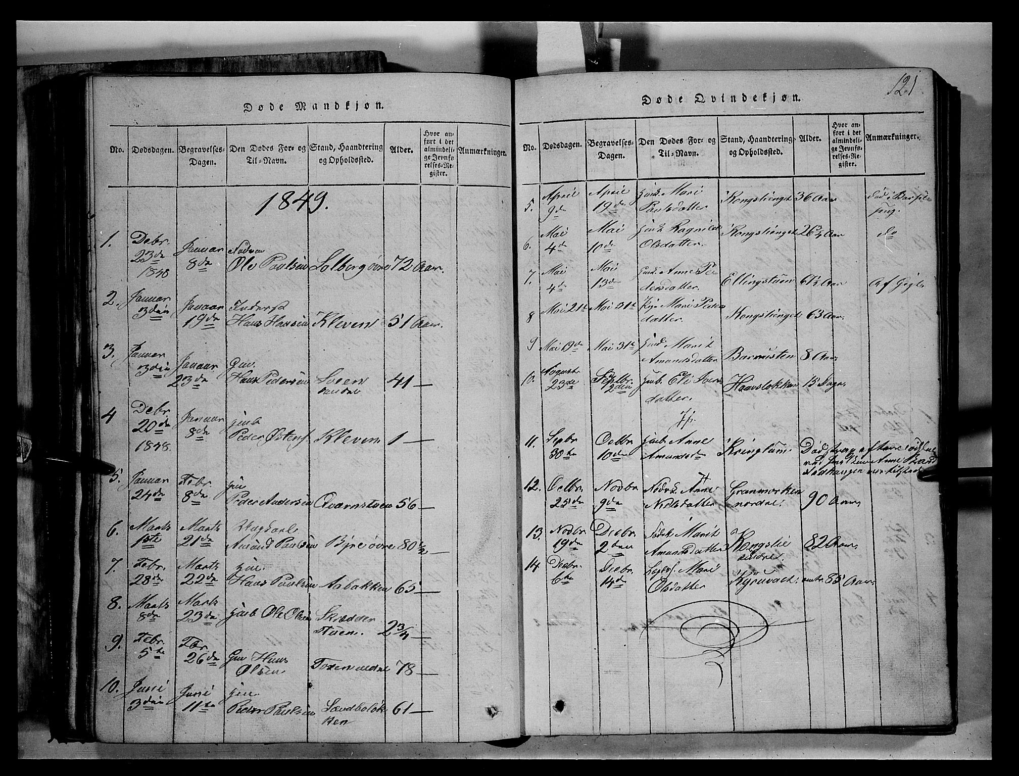 Fron prestekontor, SAH/PREST-078/H/Ha/Hab/L0004: Parish register (copy) no. 4, 1816-1850, p. 121