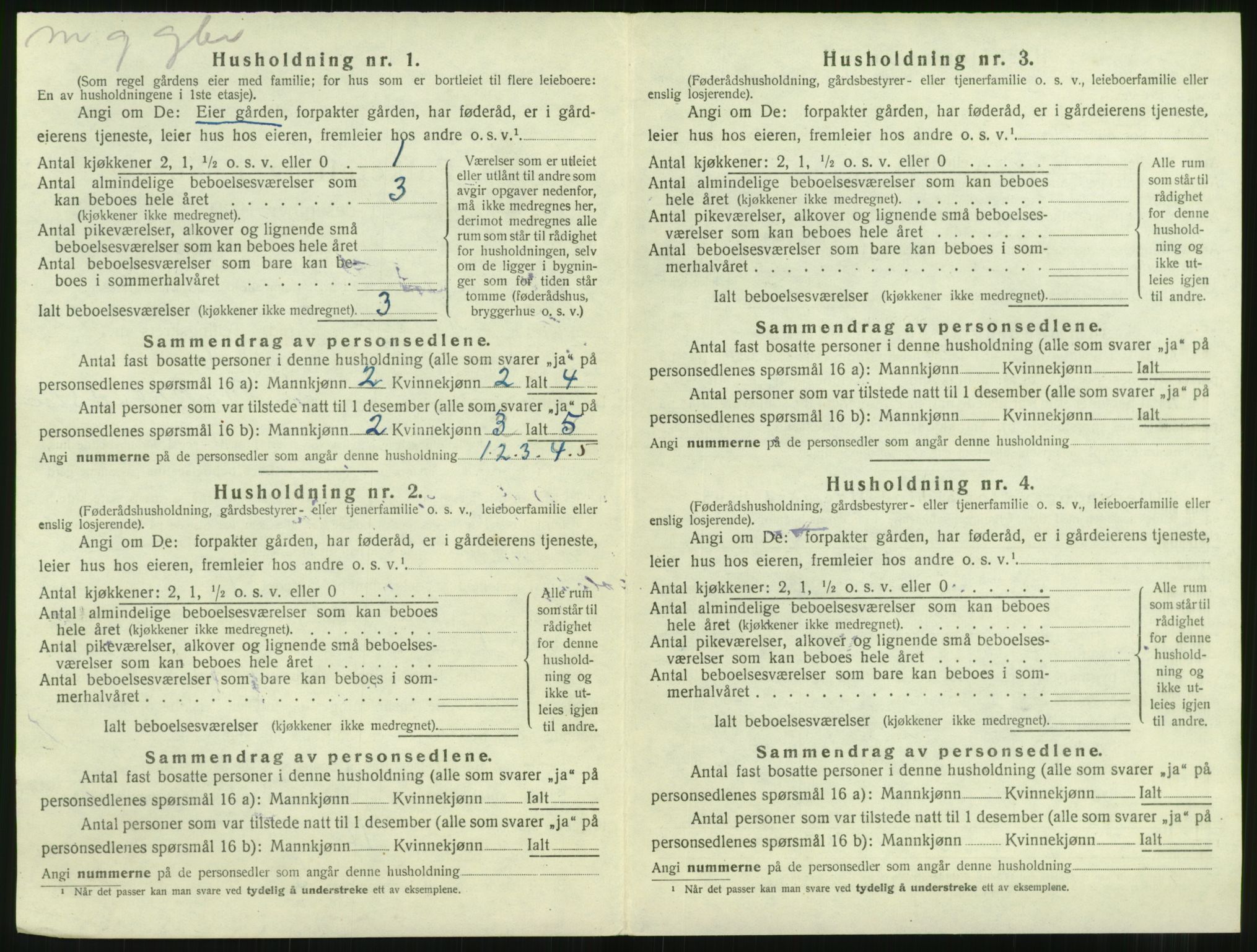 SAT, 1920 census for Nesset, 1920, p. 109