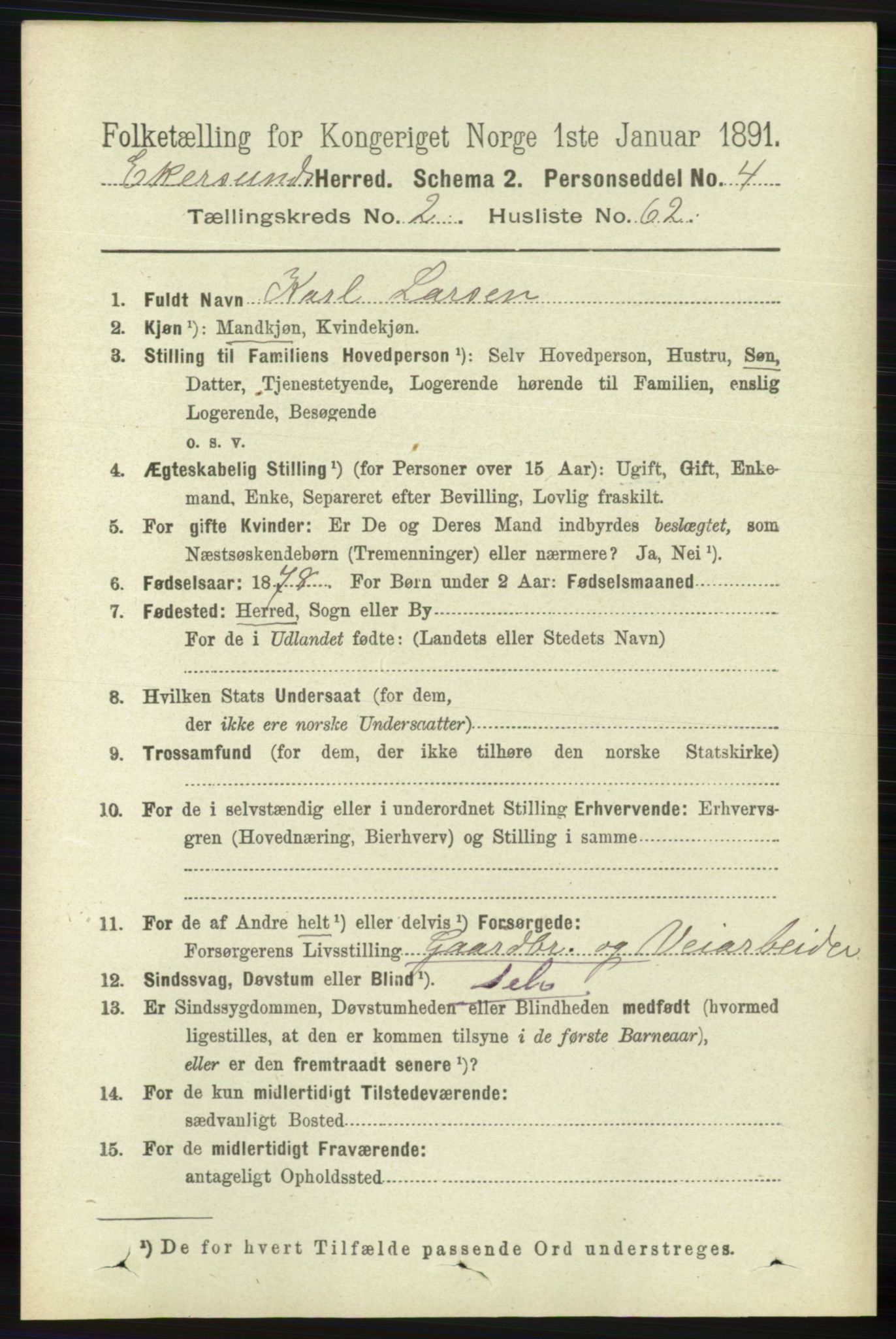 RA, 1891 census for 1116 Eigersund herred, 1891, p. 804