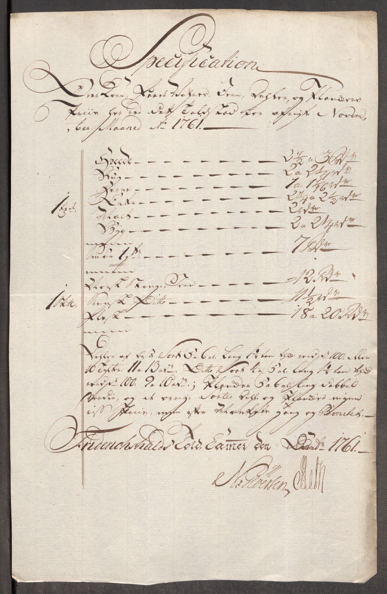 Rentekammeret inntil 1814, Realistisk ordnet avdeling, AV/RA-EA-4070/Oe/L0007: [Ø1]: Priskuranter, 1761-1763, p. 31