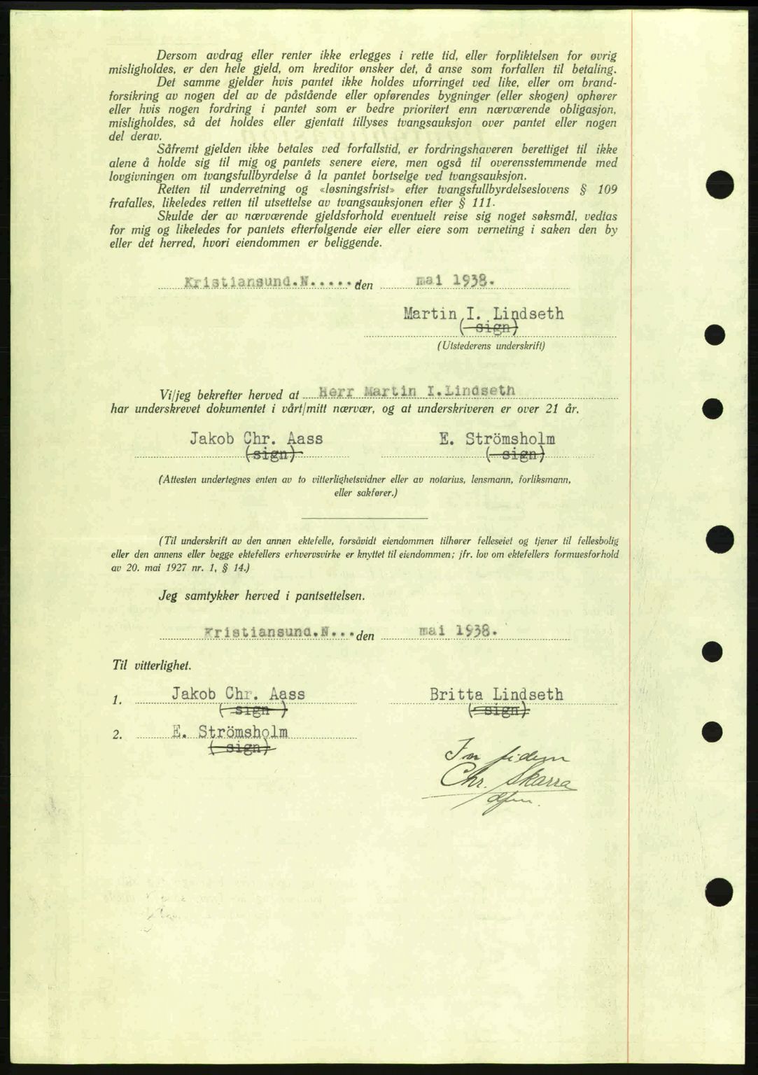 Kristiansund byfogd, SAT/A-4587/A/27: Mortgage book no. 31, 1938-1939, Diary no: : 361/1938