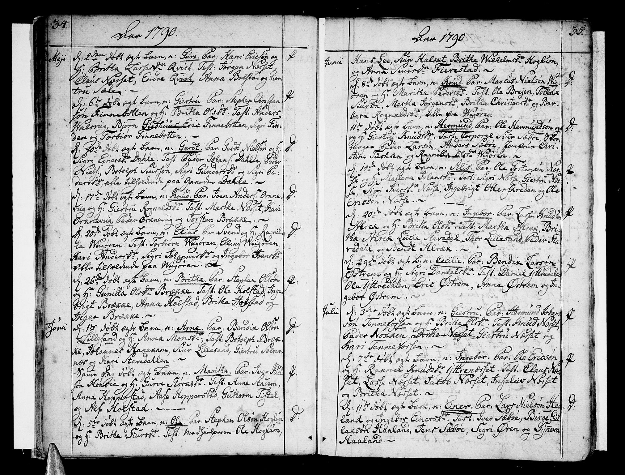Vik sokneprestembete, AV/SAB-A-81501/H/Haa/Haaa/L0005: Parish register (official) no. A 5, 1787-1820, p. 34-35