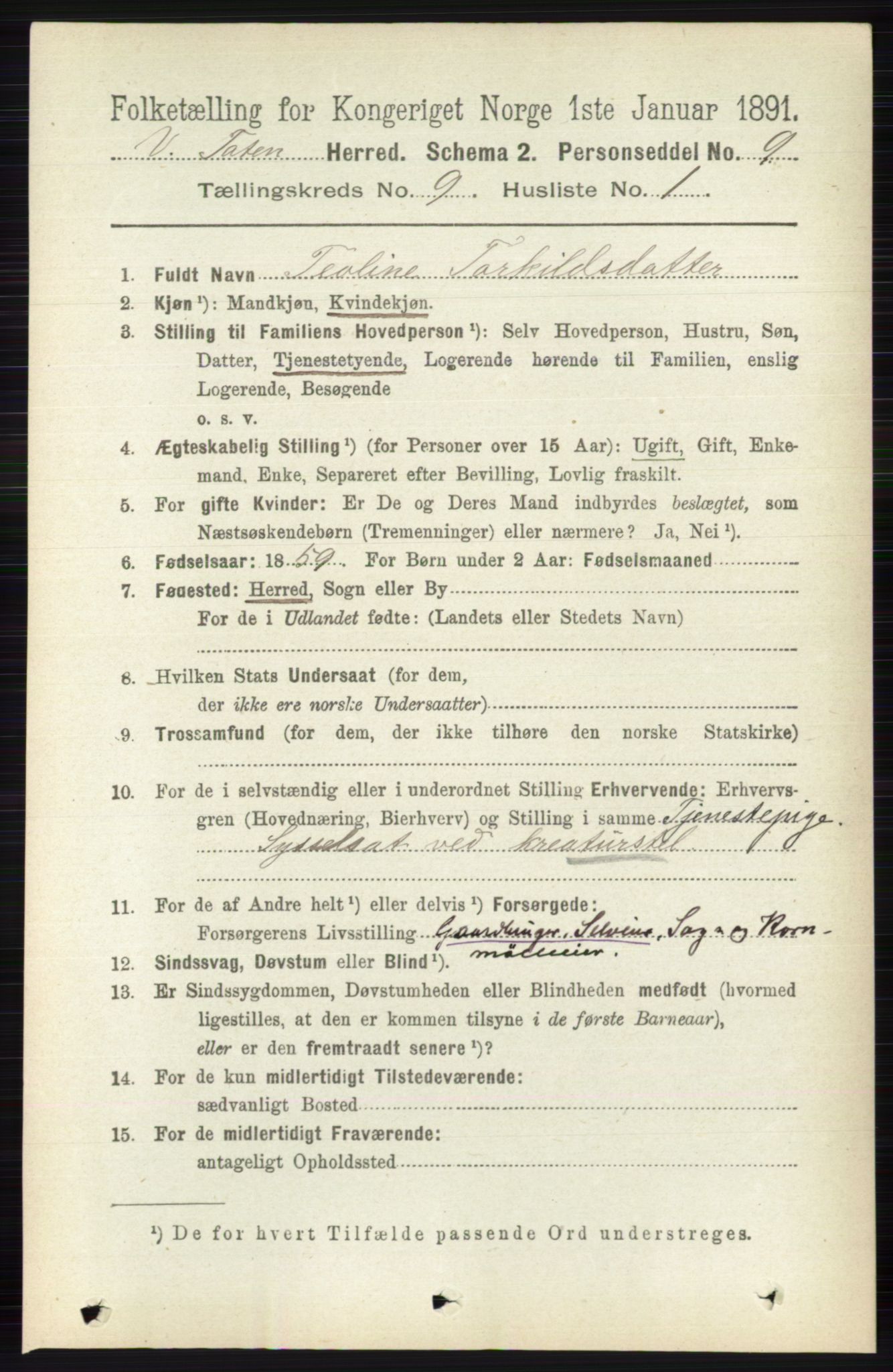 RA, 1891 census for 0529 Vestre Toten, 1891, p. 5554