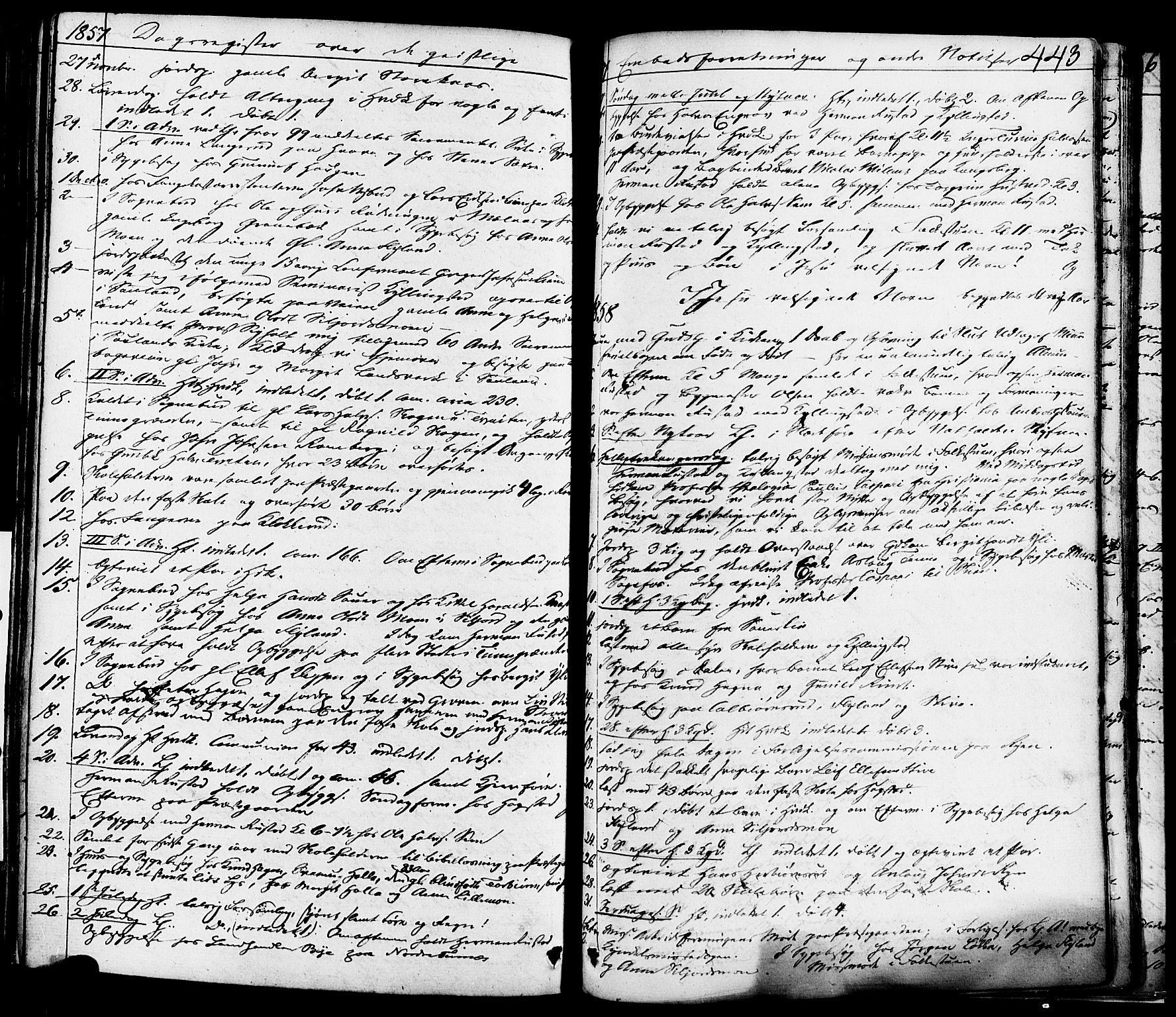 Heddal kirkebøker, SAKO/A-268/F/Fa/L0006: Parish register (official) no. I 6, 1837-1854, p. 443