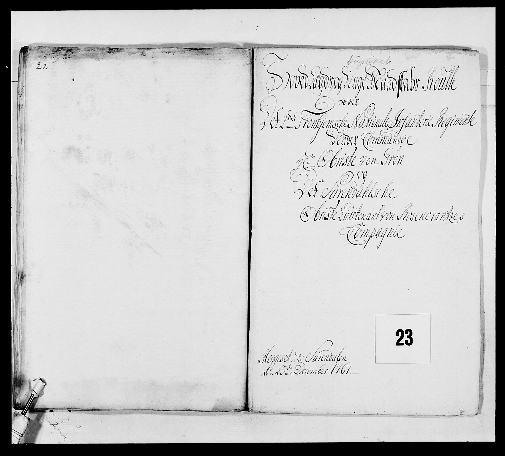 Kommanderende general (KG I) med Det norske krigsdirektorium, AV/RA-EA-5419/E/Ea/L0513: 2. Trondheimske regiment, 1765-1767, p. 508