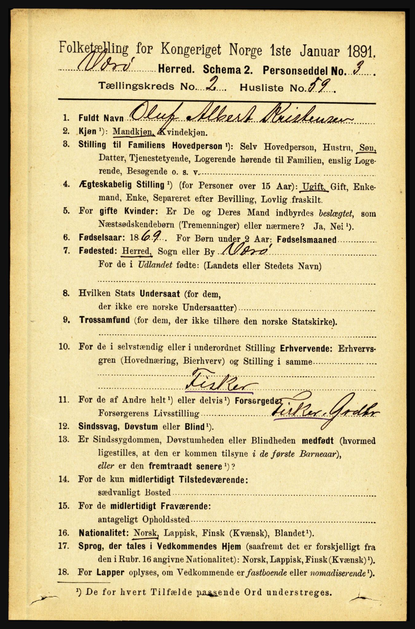 RA, 1891 census for 1857 Værøy, 1891, p. 687