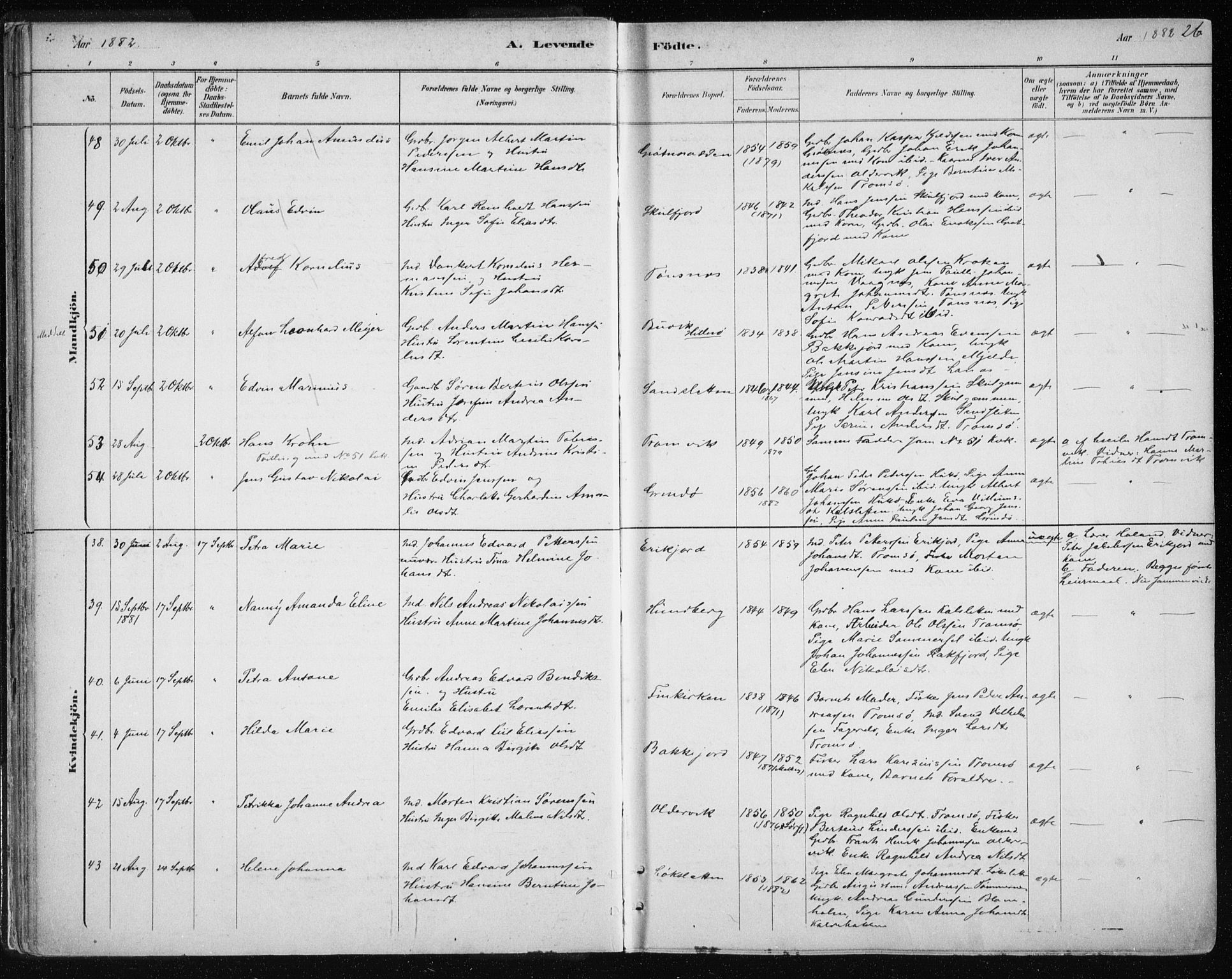 Tromsøysund sokneprestkontor, AV/SATØ-S-1304/G/Ga/L0004kirke: Parish register (official) no. 4, 1880-1888, p. 26