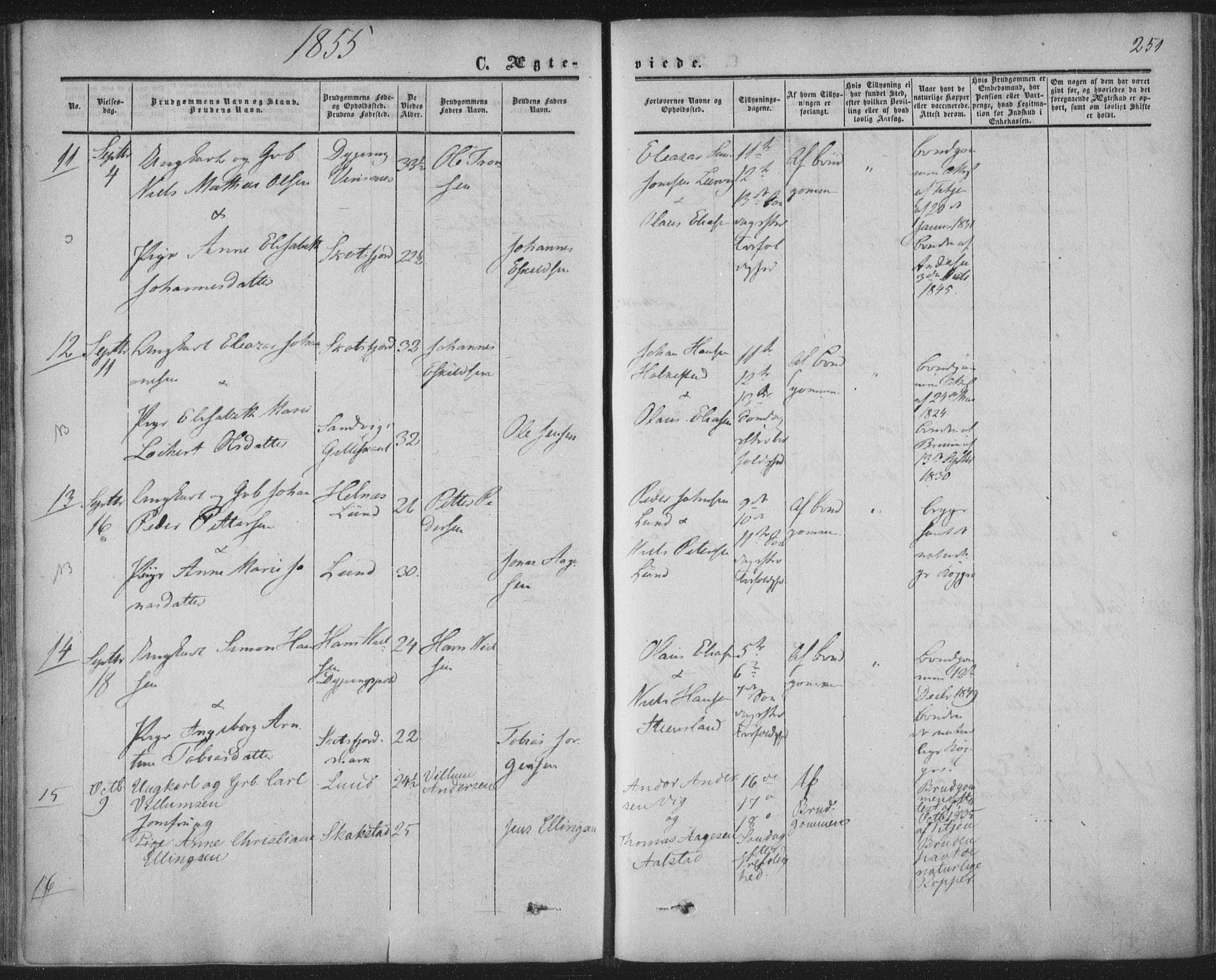 Ministerialprotokoller, klokkerbøker og fødselsregistre - Nordland, AV/SAT-A-1459/855/L0800: Parish register (official) no. 855A08, 1852-1864, p. 251