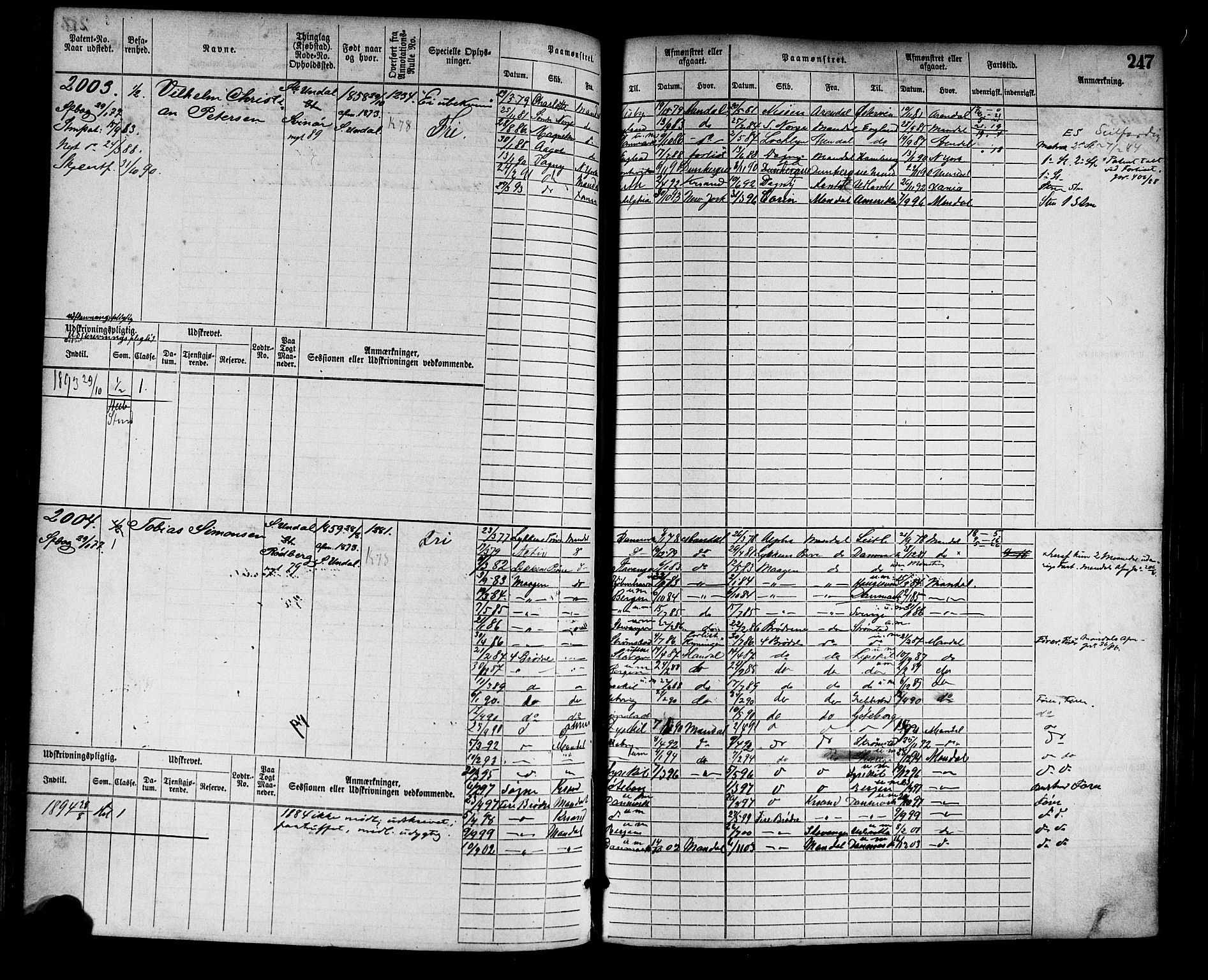 Mandal mønstringskrets, AV/SAK-2031-0016/F/Fb/L0003: Hovedrulle nr 1513-2278, L-8, 1873-1920, p. 252