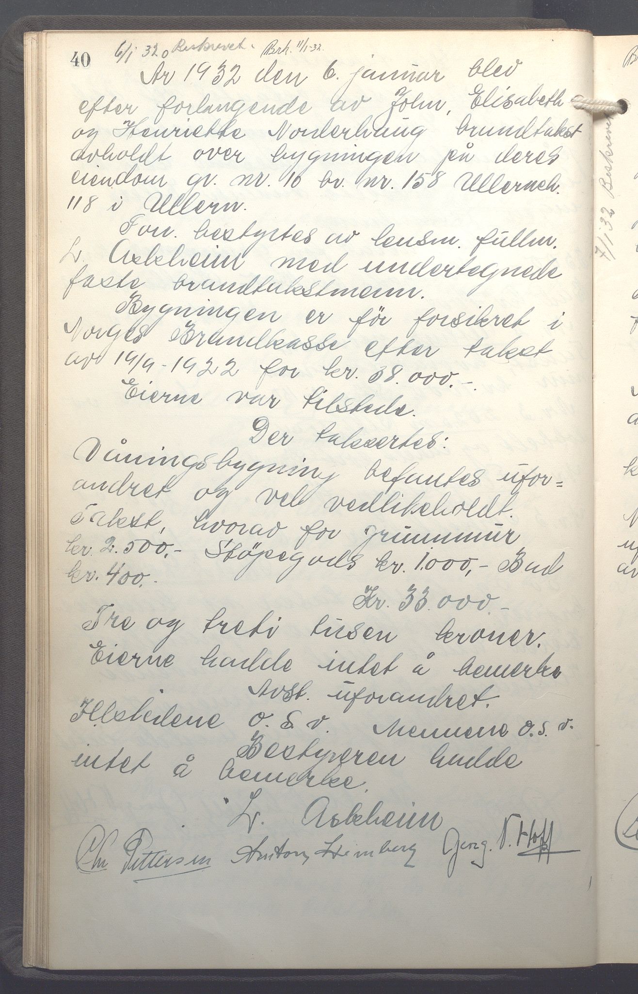 Lensmennene i Aker, OBA/A-10133/F/Fb/L0004: Branntakstprotokoll, 1931-1937, p. 40