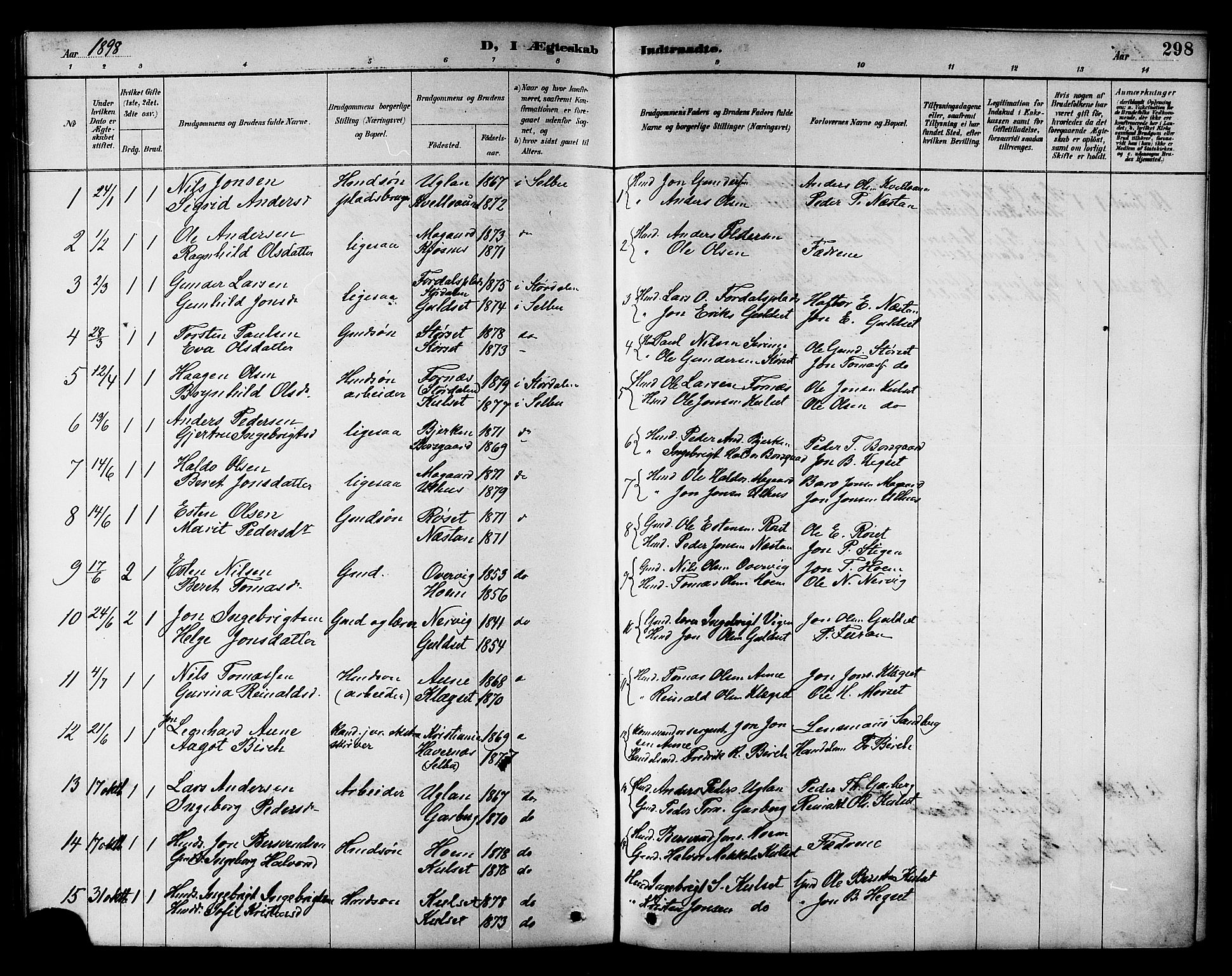 Ministerialprotokoller, klokkerbøker og fødselsregistre - Sør-Trøndelag, SAT/A-1456/695/L1157: Parish register (copy) no. 695C08, 1889-1913, p. 298