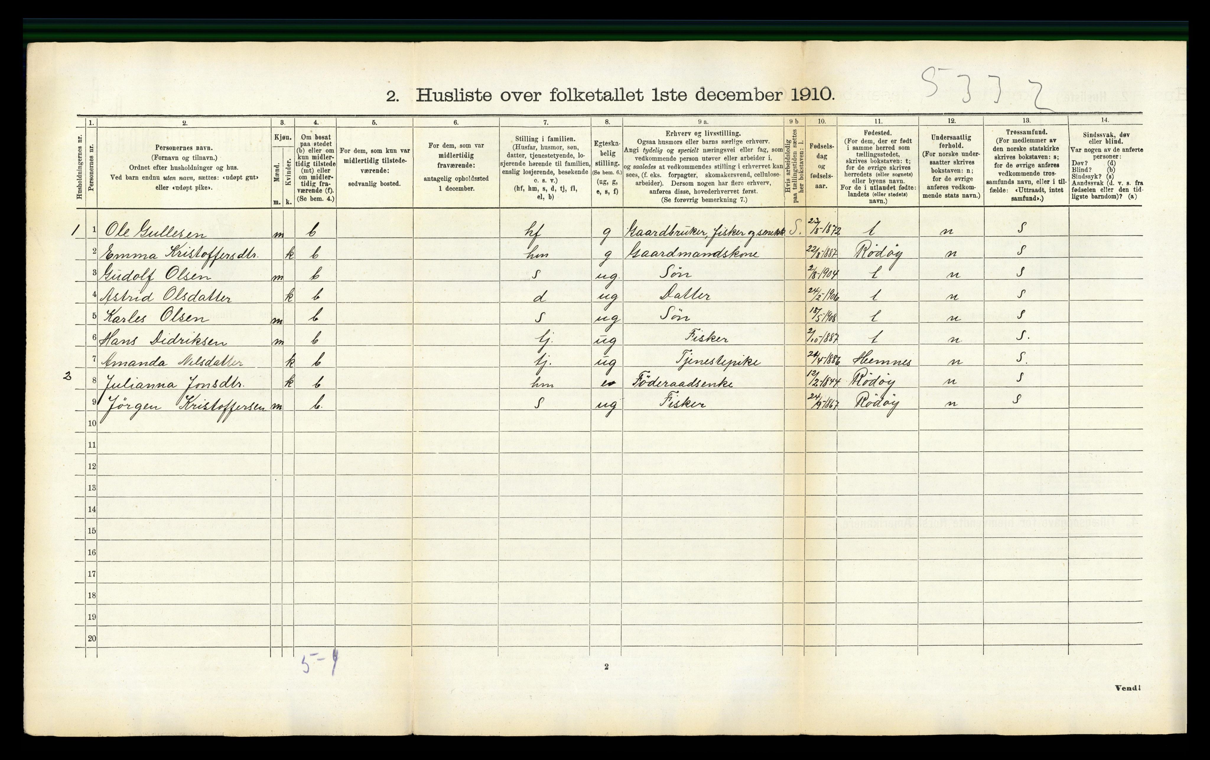 RA, 1910 census for Lurøy, 1910, p. 759