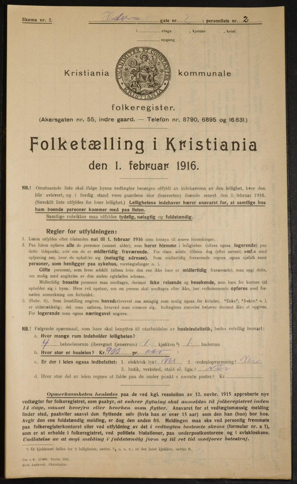 OBA, Municipal Census 1916 for Kristiania, 1916, p. 21191