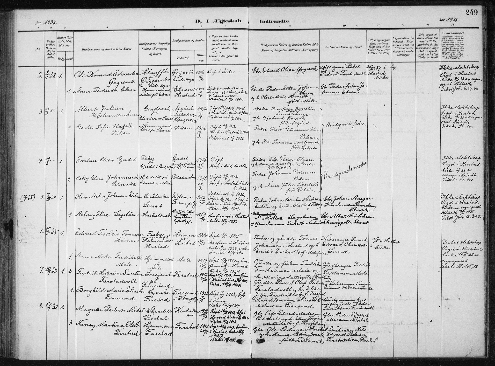 Ministerialprotokoller, klokkerbøker og fødselsregistre - Møre og Romsdal, AV/SAT-A-1454/567/L0784: Parish register (copy) no. 567C04, 1903-1938, p. 249