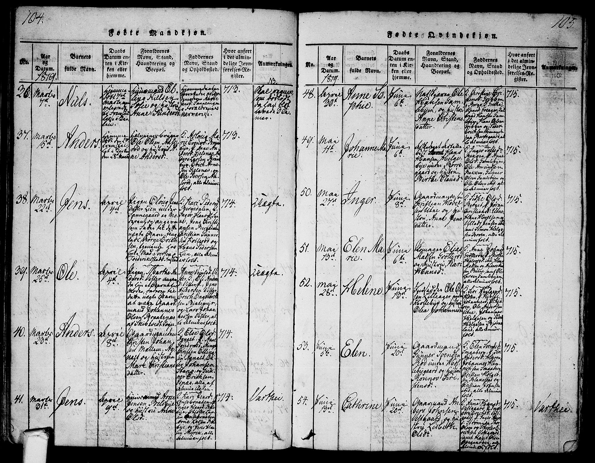 Tune prestekontor Kirkebøker, SAO/A-2007/F/Fa/L0005: Parish register (official) no. 5, 1815-1823, p. 104-105