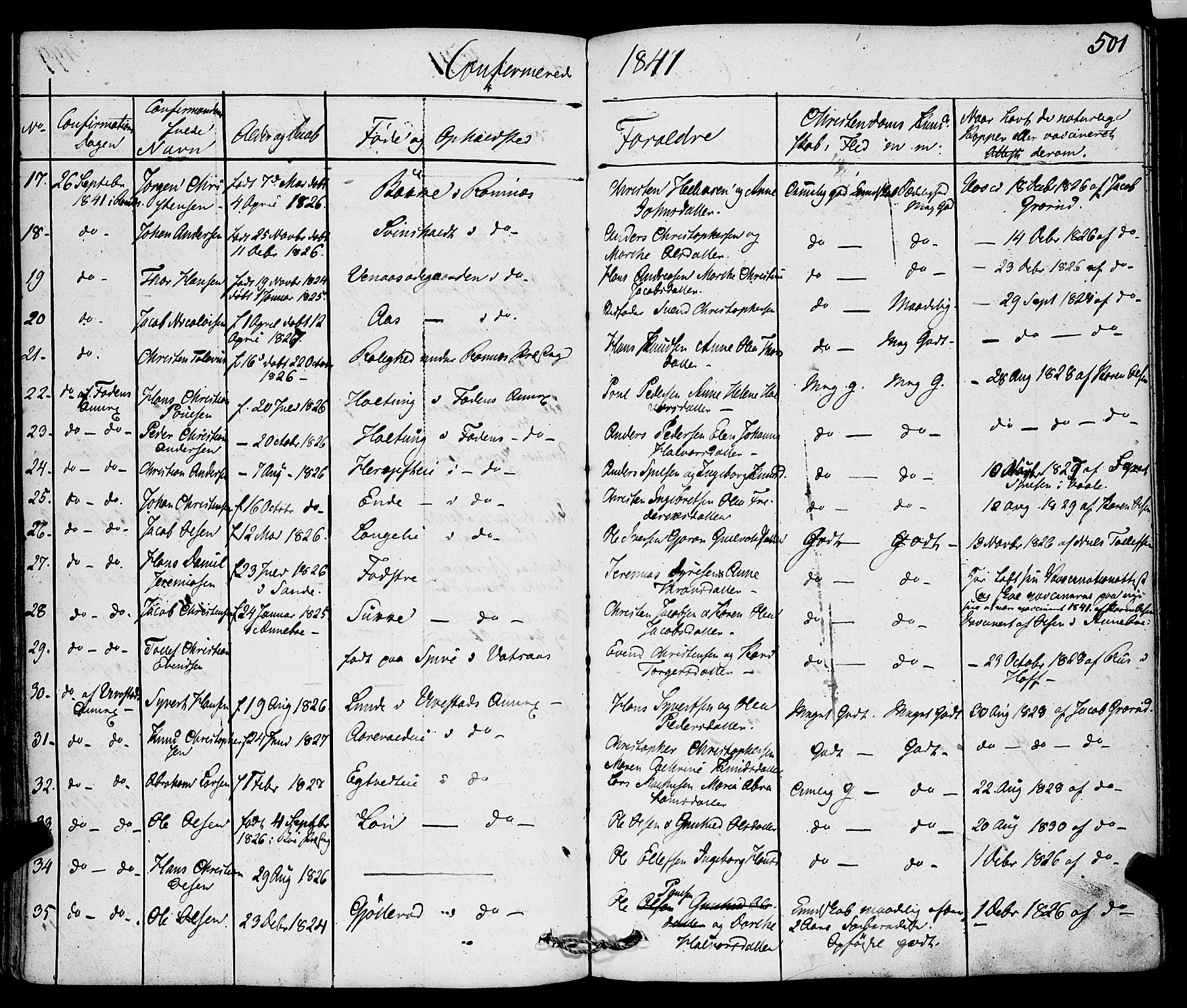 Ramnes kirkebøker, AV/SAKO-A-314/F/Fa/L0005: Parish register (official) no. I 5, 1841-1861, p. 500-501