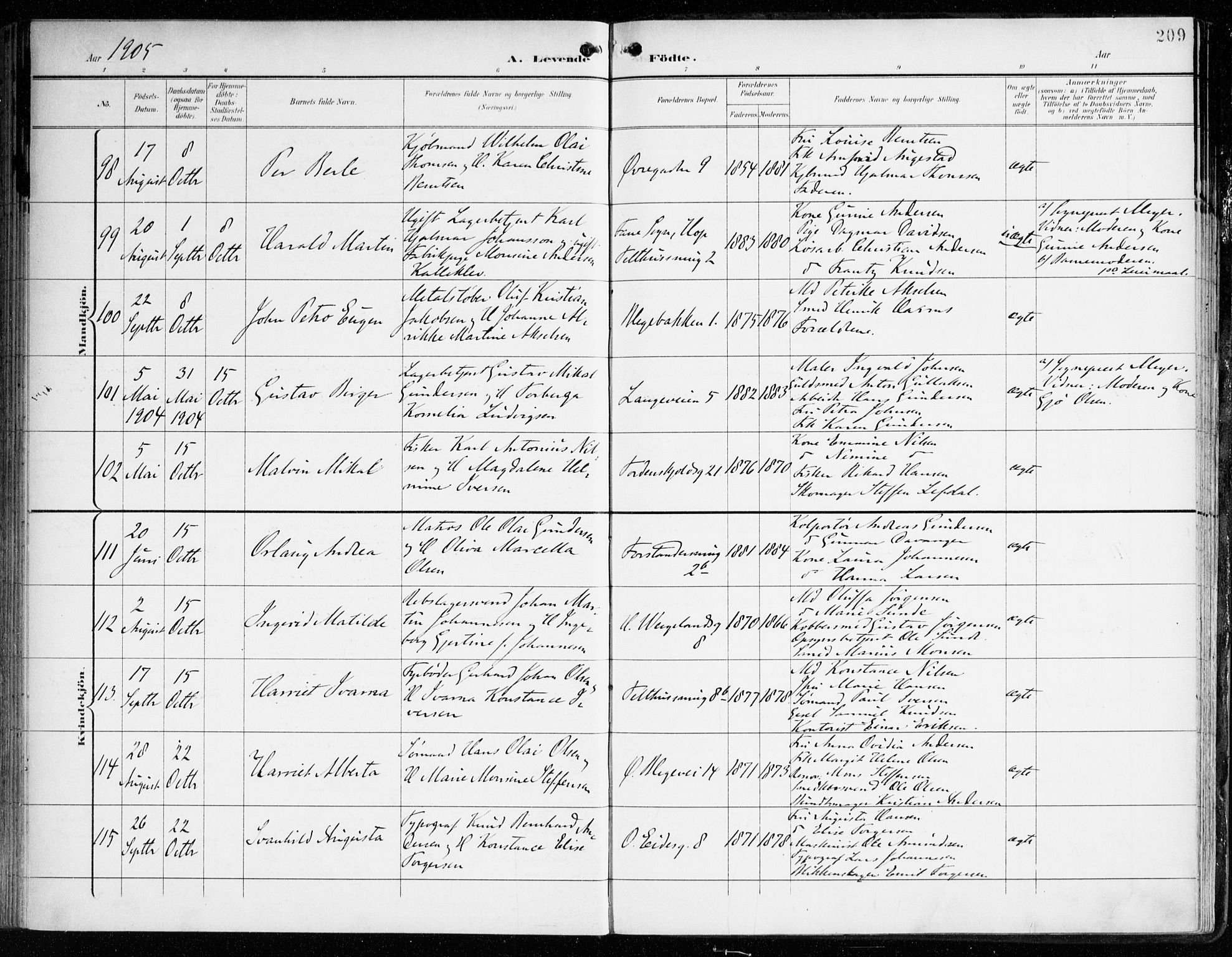 Korskirken sokneprestembete, AV/SAB-A-76101/H/Haa/L0023: Parish register (official) no. B 9, 1899-1908, p. 209