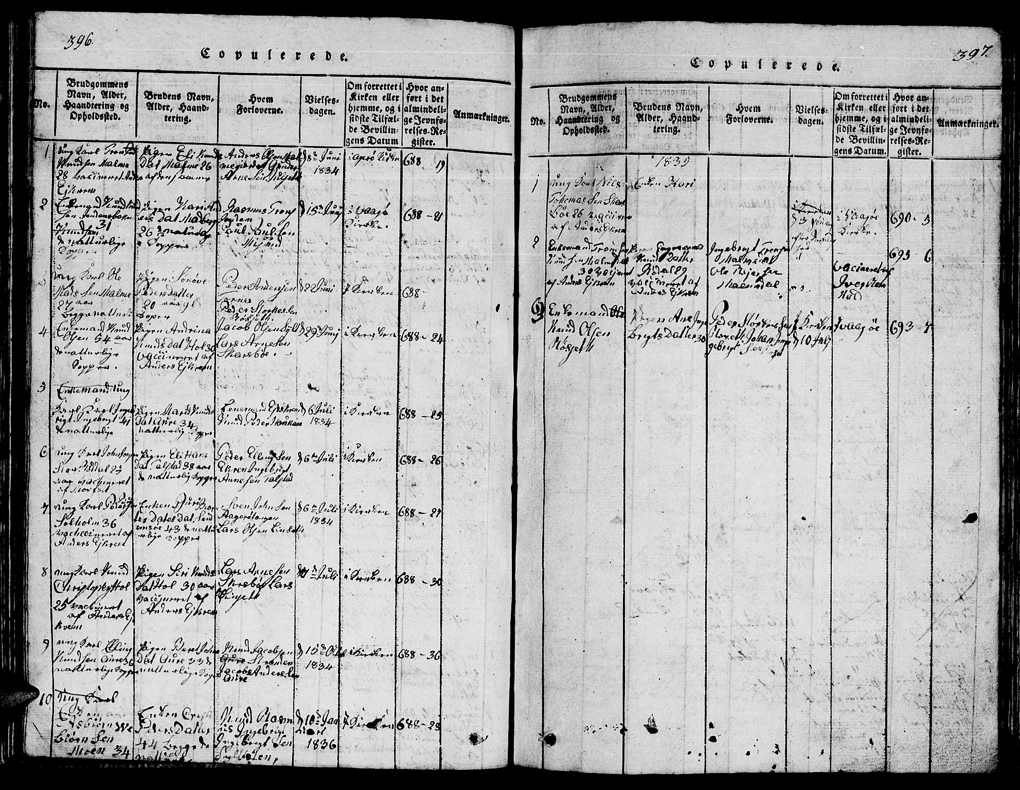 Ministerialprotokoller, klokkerbøker og fødselsregistre - Møre og Romsdal, SAT/A-1454/565/L0752: Parish register (copy) no. 565C01, 1817-1844, p. 396-397