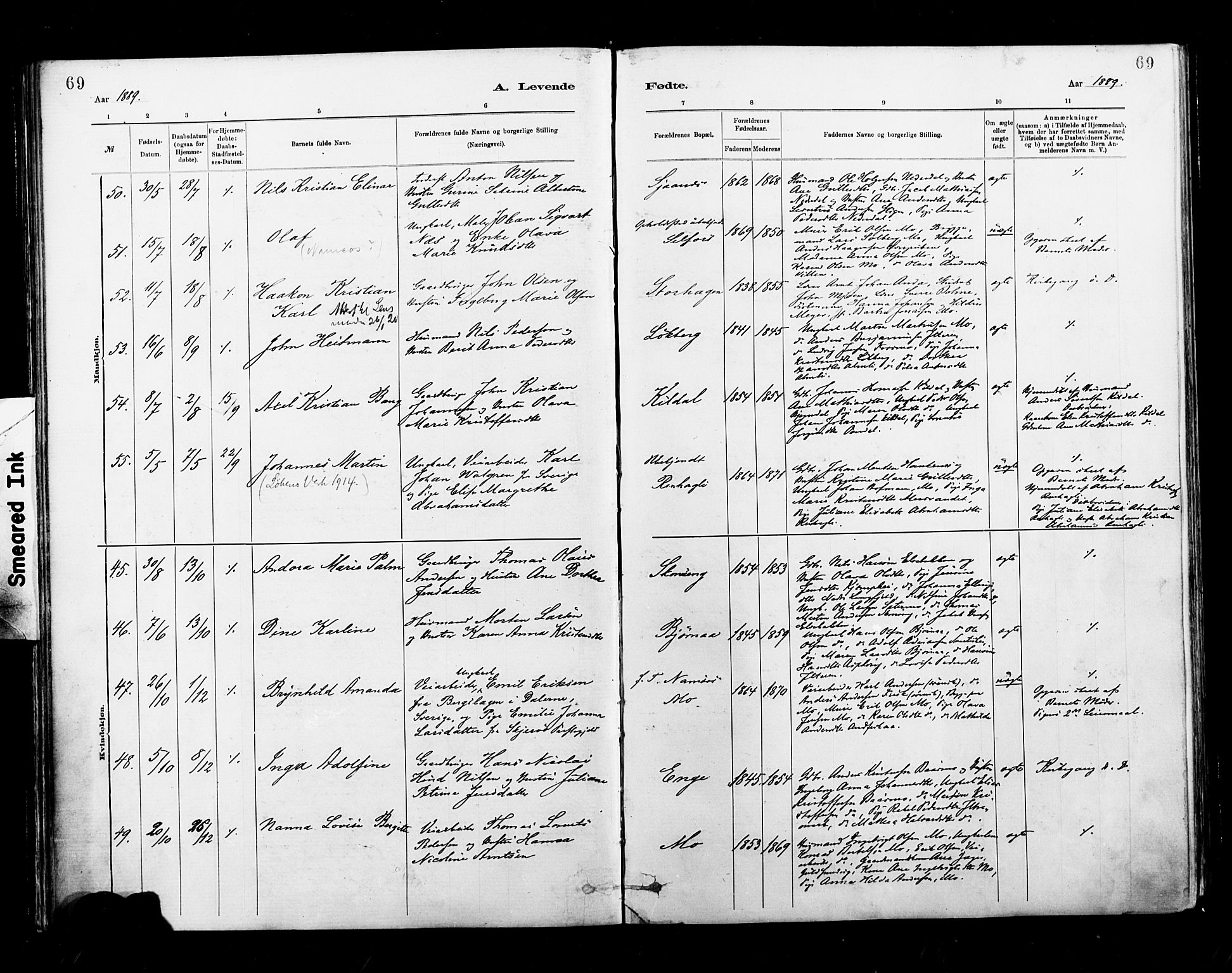 Ministerialprotokoller, klokkerbøker og fødselsregistre - Nordland, SAT/A-1459/827/L0400: Parish register (official) no. 827A12, 1883-1903, p. 69