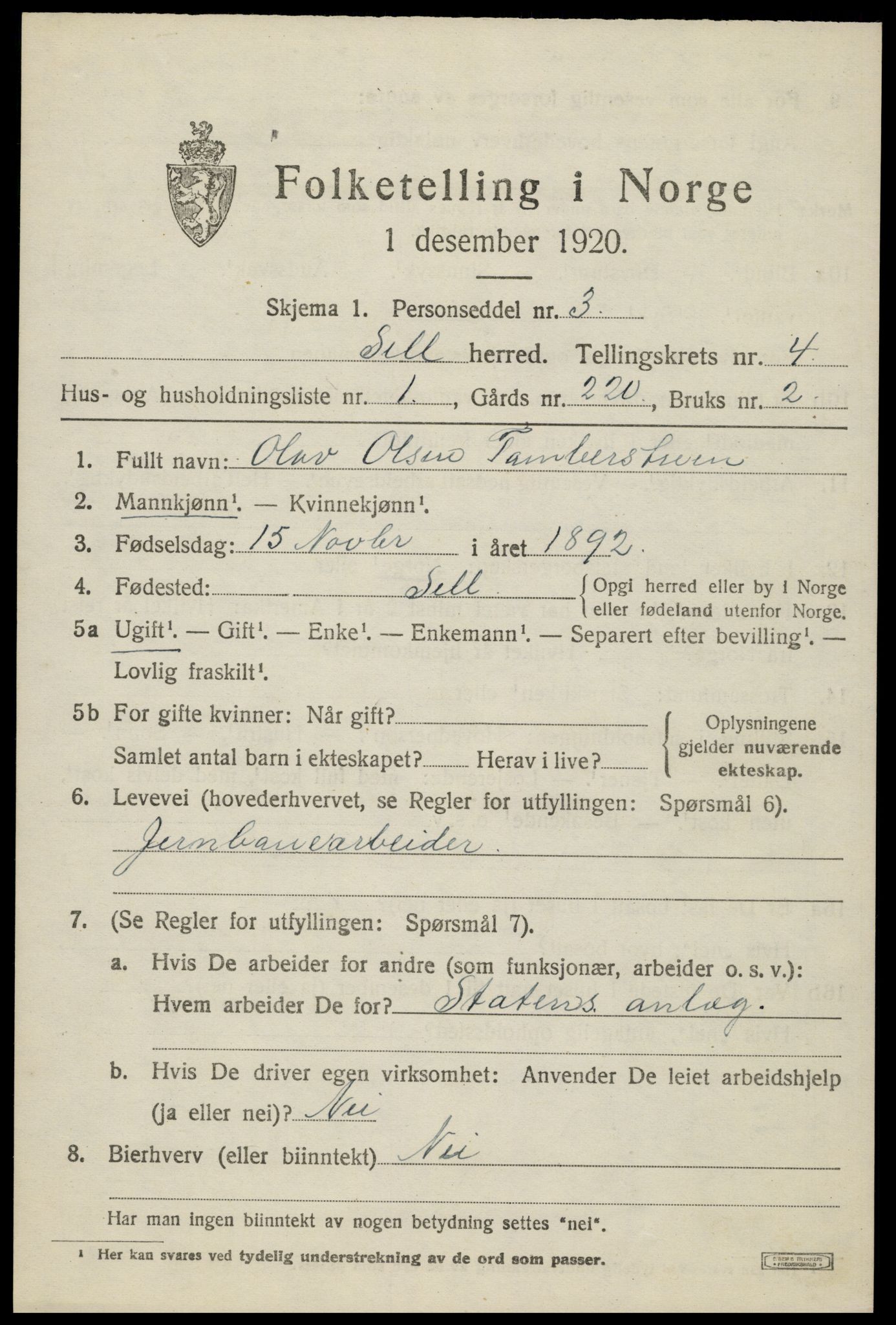 SAH, 1920 census for Sel, 1920, p. 3126