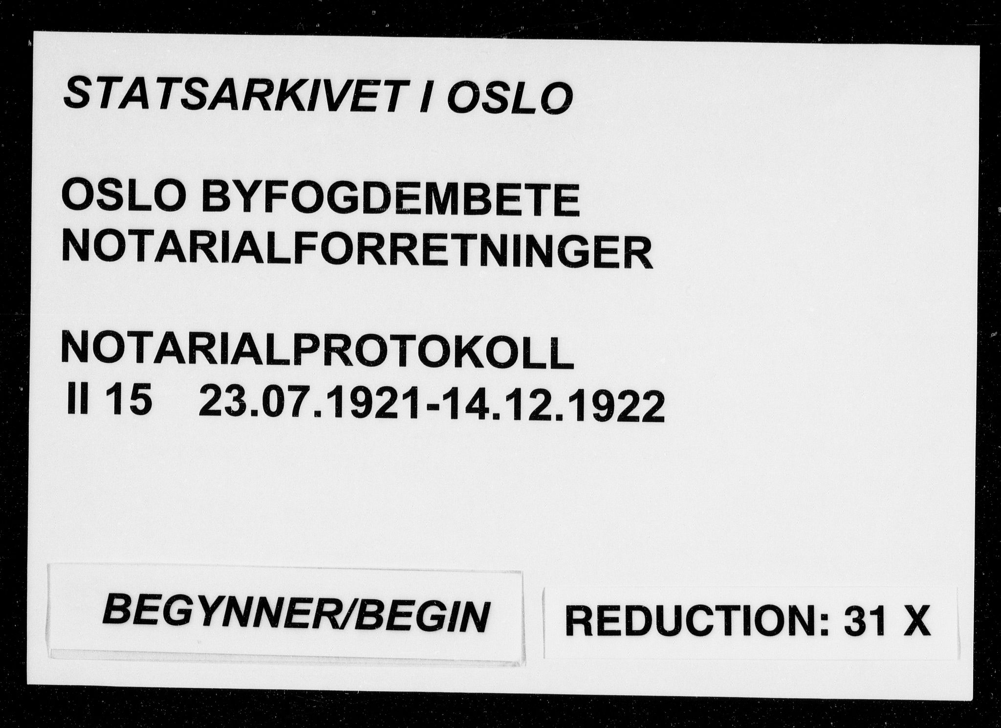Oslo byfogd avd. I, AV/SAO-A-10220/L/Lb/Lbb/L0015: Notarialprotokoll, rekke II: Vigsler, 1921-1922