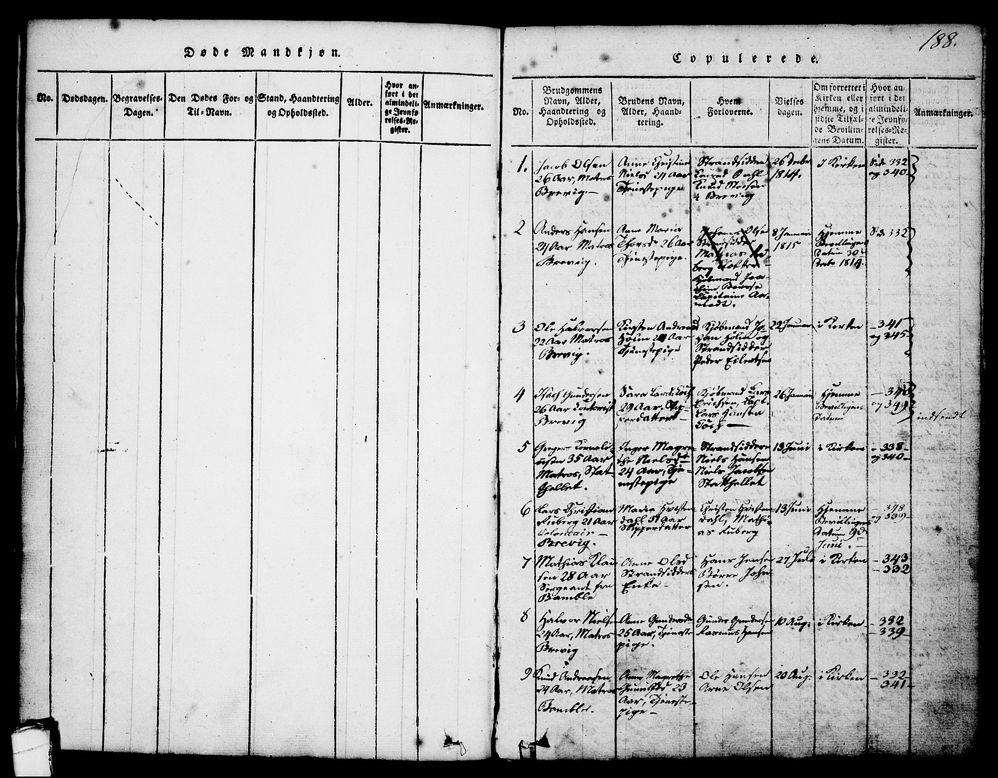 Brevik kirkebøker, SAKO/A-255/G/Ga/L0001: Parish register (copy) no. 1, 1814-1845, p. 188