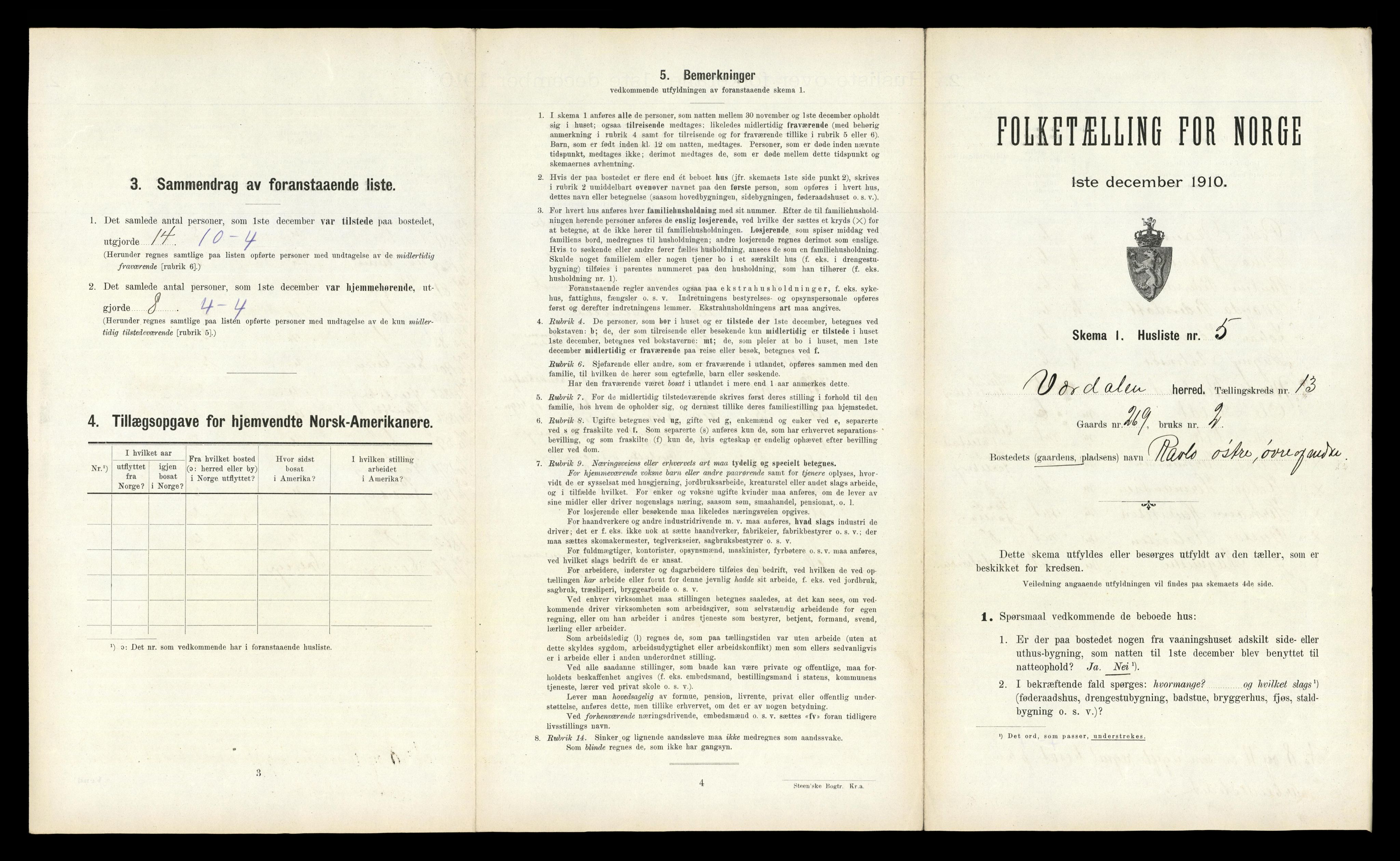 RA, 1910 census for Verdal, 1910, p. 1936