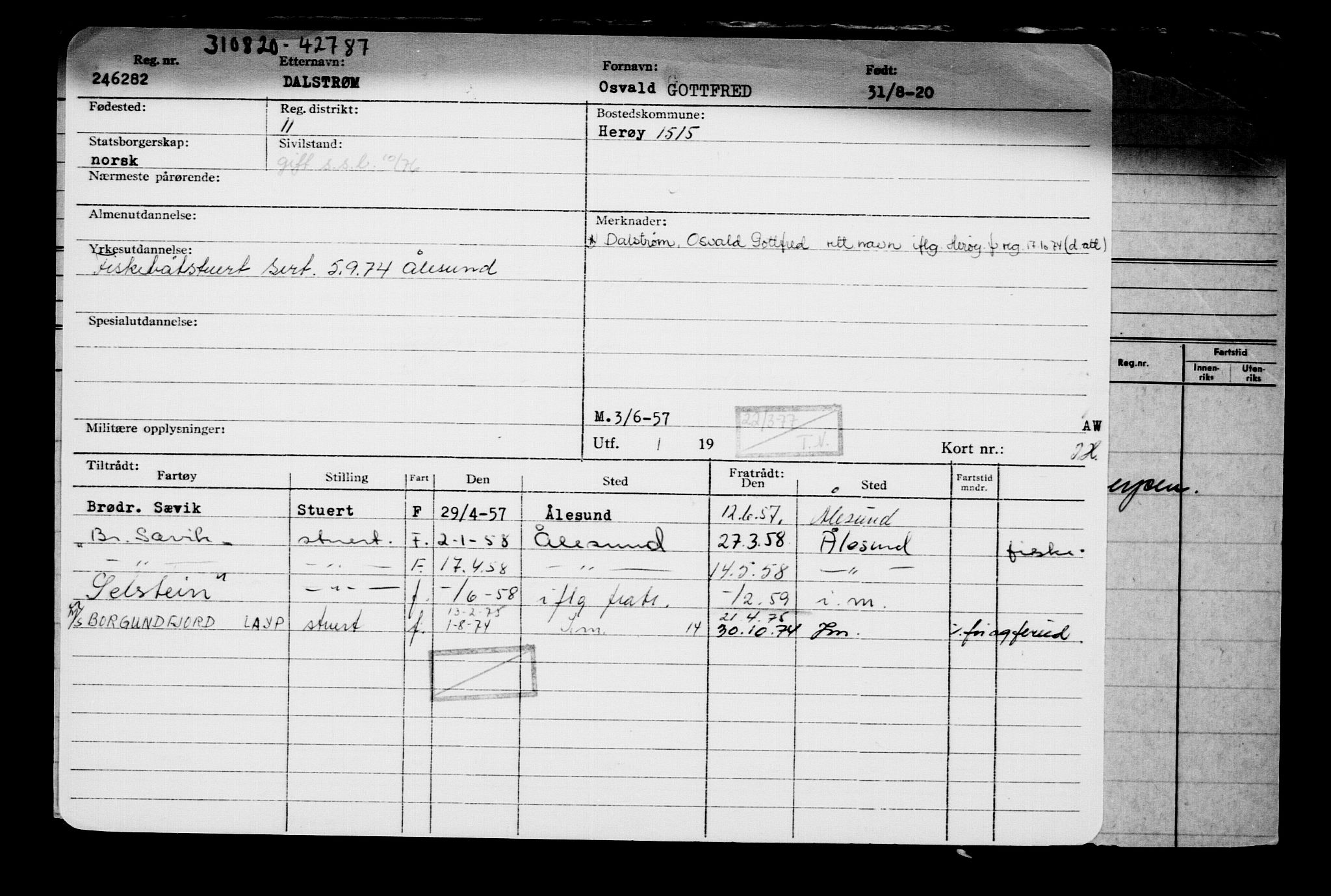 Direktoratet for sjømenn, AV/RA-S-3545/G/Gb/L0184: Hovedkort, 1920, p. 763