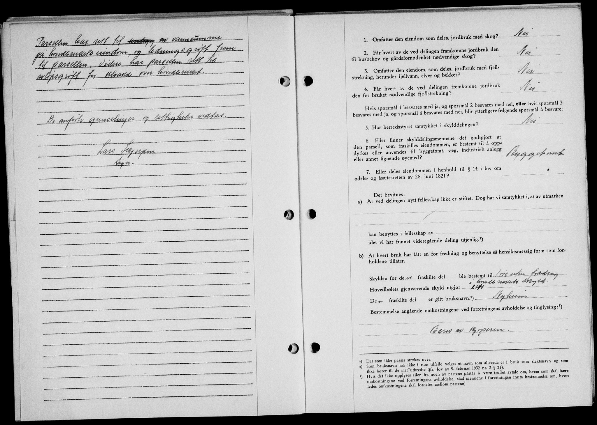 Lofoten sorenskriveri, SAT/A-0017/1/2/2C/L0025a: Mortgage book no. 25a, 1950-1951, Diary no: : 294/1951