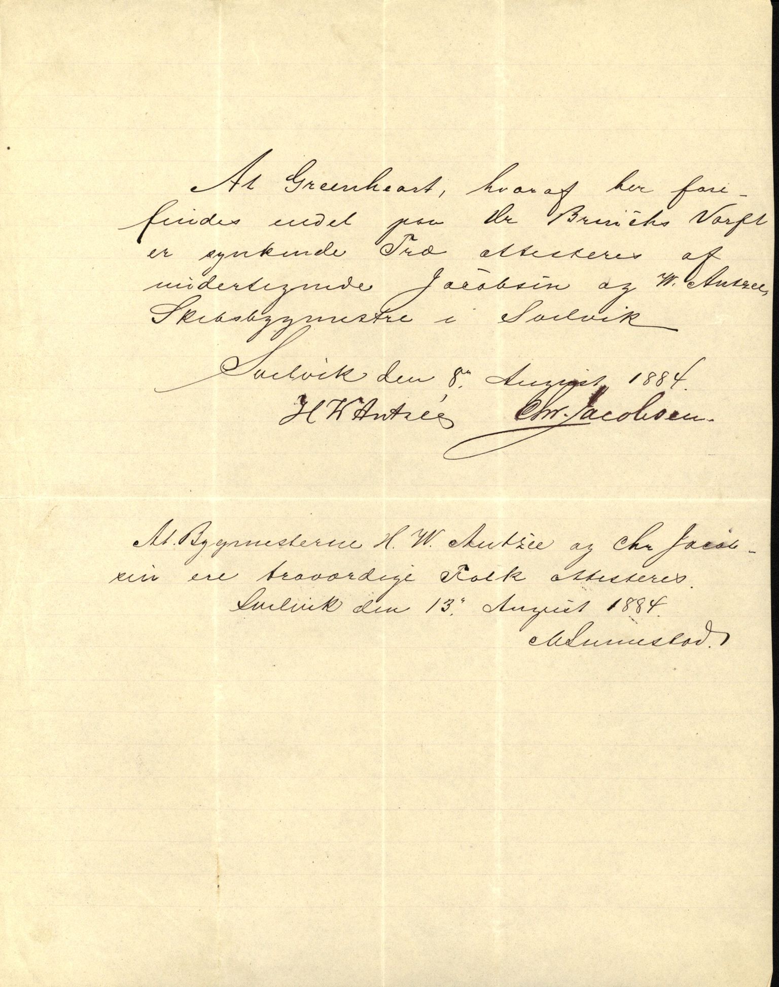 Pa 63 - Østlandske skibsassuranceforening, VEMU/A-1079/G/Ga/L0017/0005: Havaridokumenter / Signe, Hurra, Activ, Sjofna, Senior, Scandia, 1884, p. 6