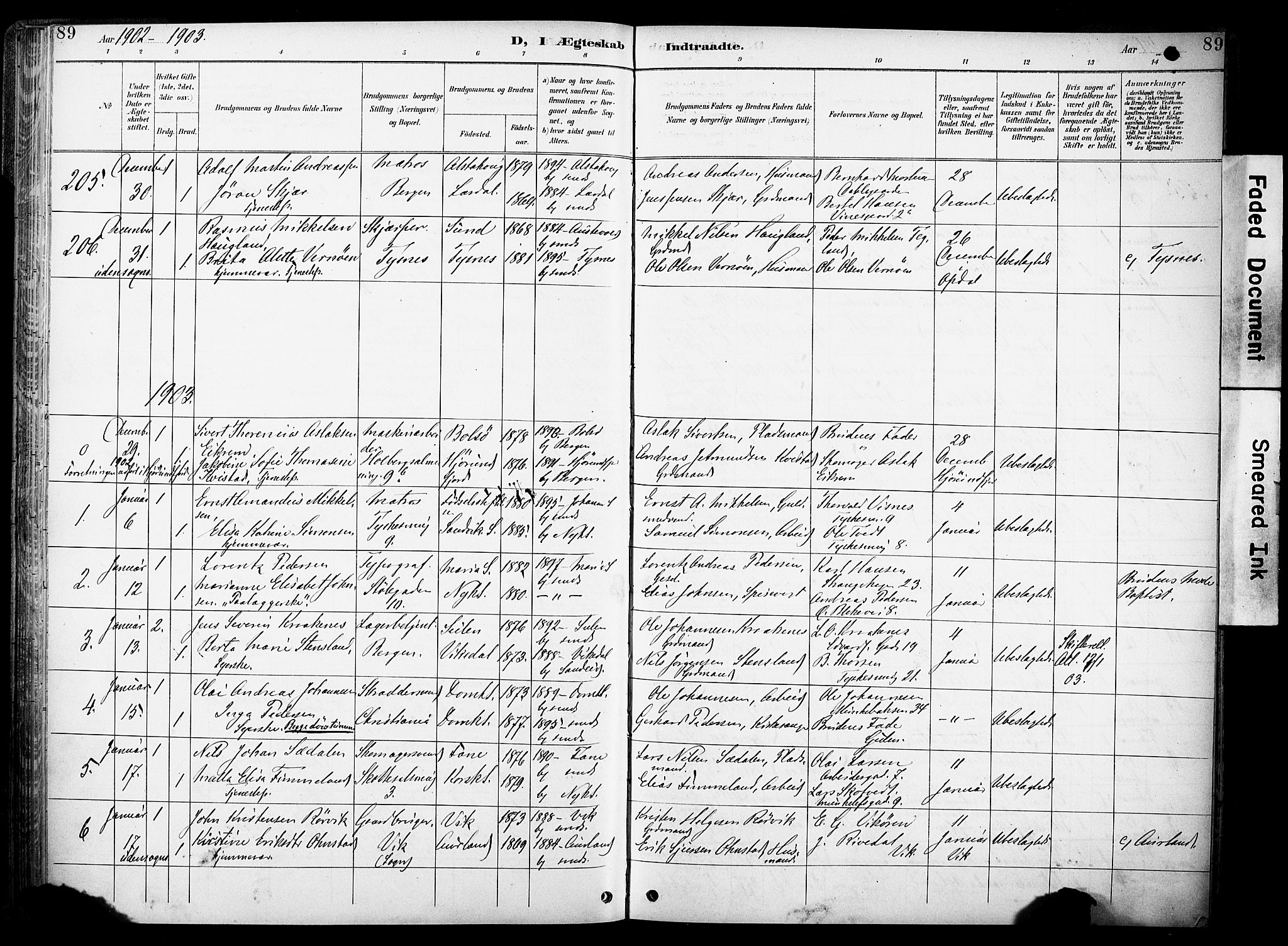 Nykirken Sokneprestembete, SAB/A-77101/H/Haa/L0034: Parish register (official) no. D 4, 1896-1905, p. 89