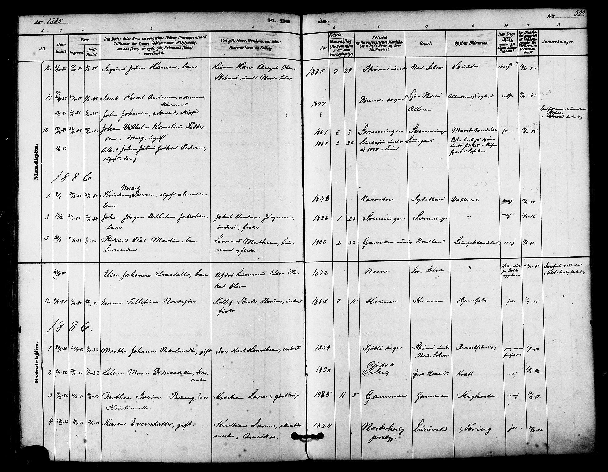 Ministerialprotokoller, klokkerbøker og fødselsregistre - Nordland, AV/SAT-A-1459/839/L0568: Parish register (official) no. 839A05, 1880-1902, p. 322