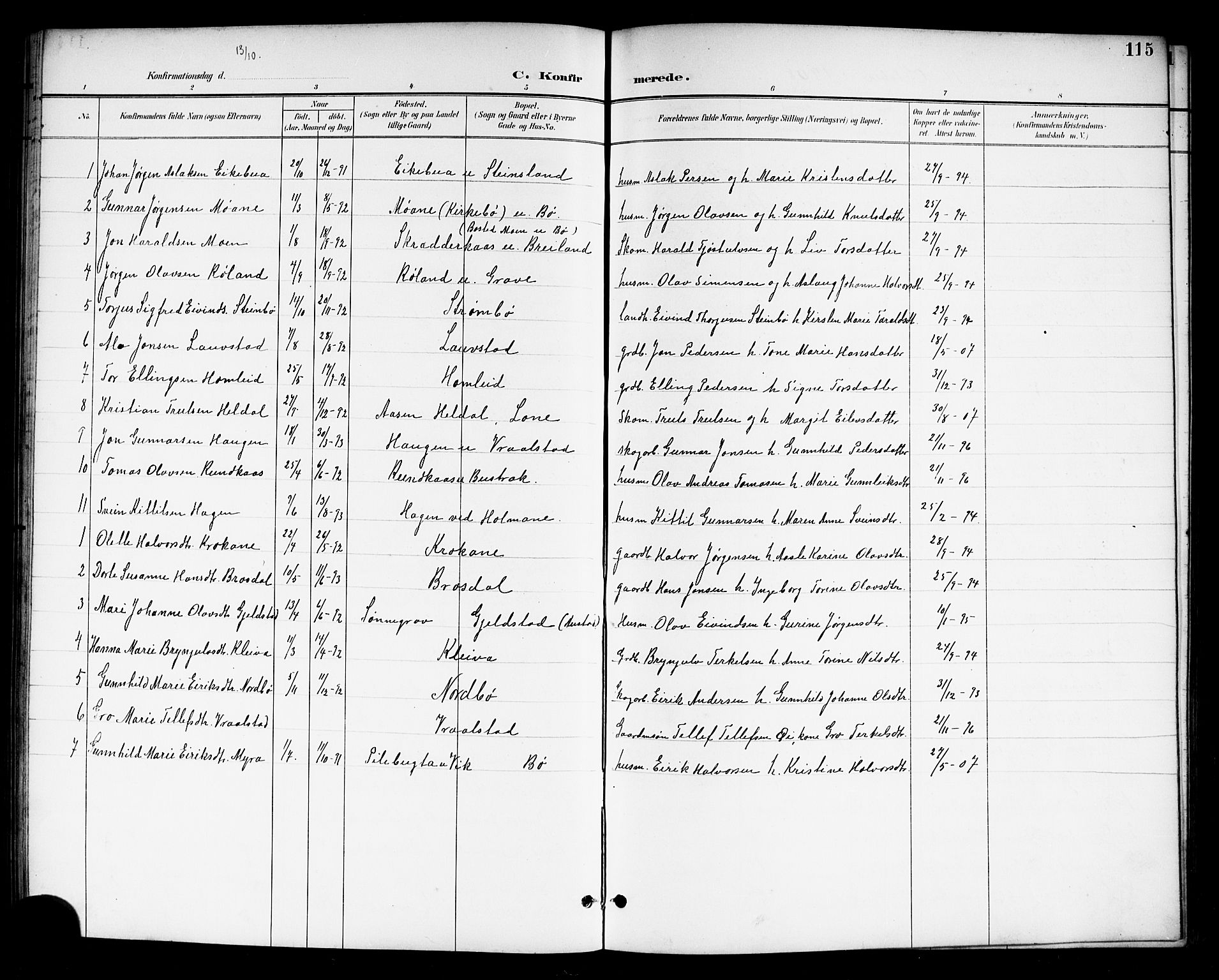 Drangedal kirkebøker, SAKO/A-258/G/Gb/L0002: Parish register (copy) no. II 2, 1895-1918, p. 115