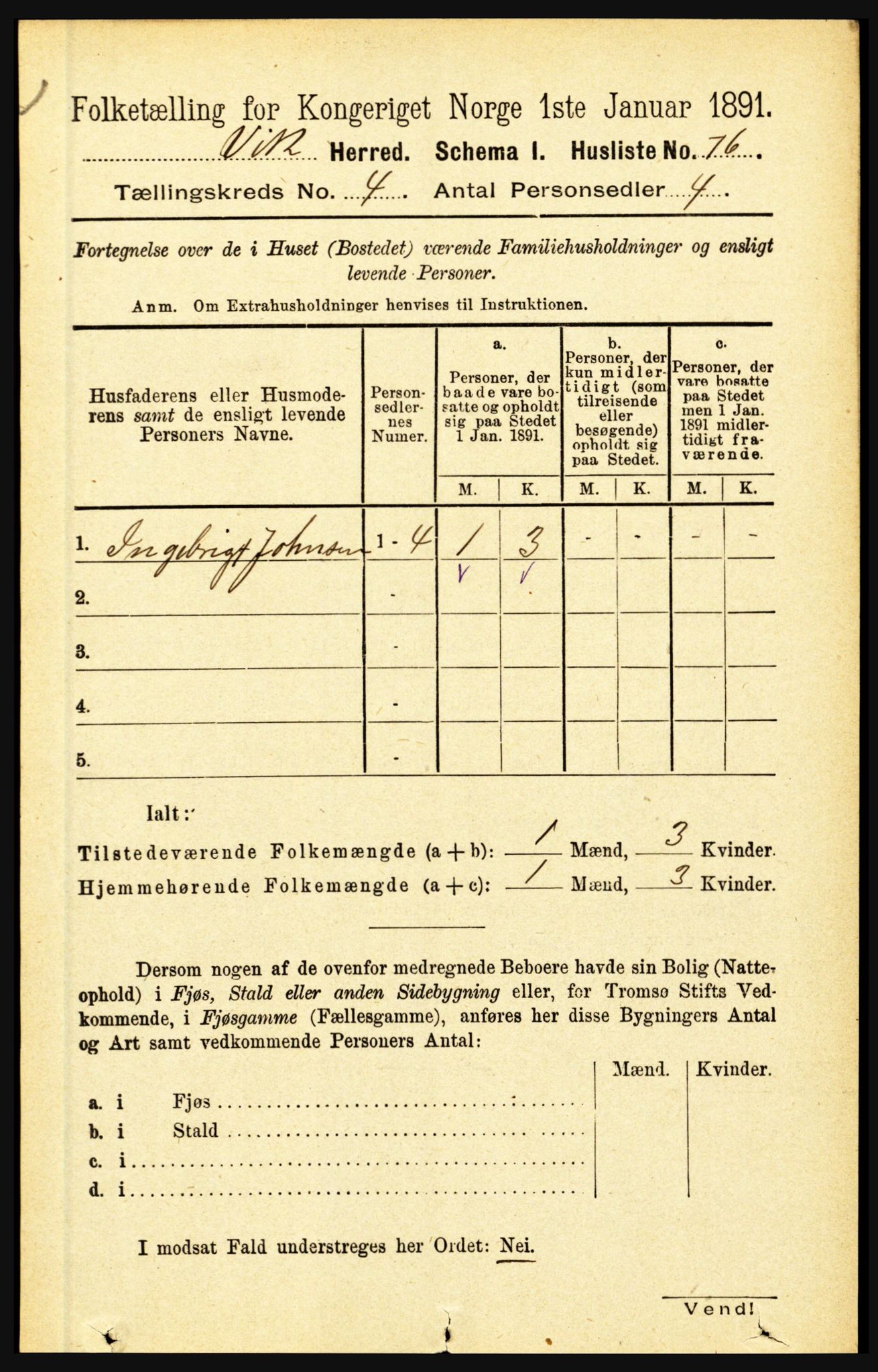 RA, 1891 census for 1417 Vik, 1891, p. 1788