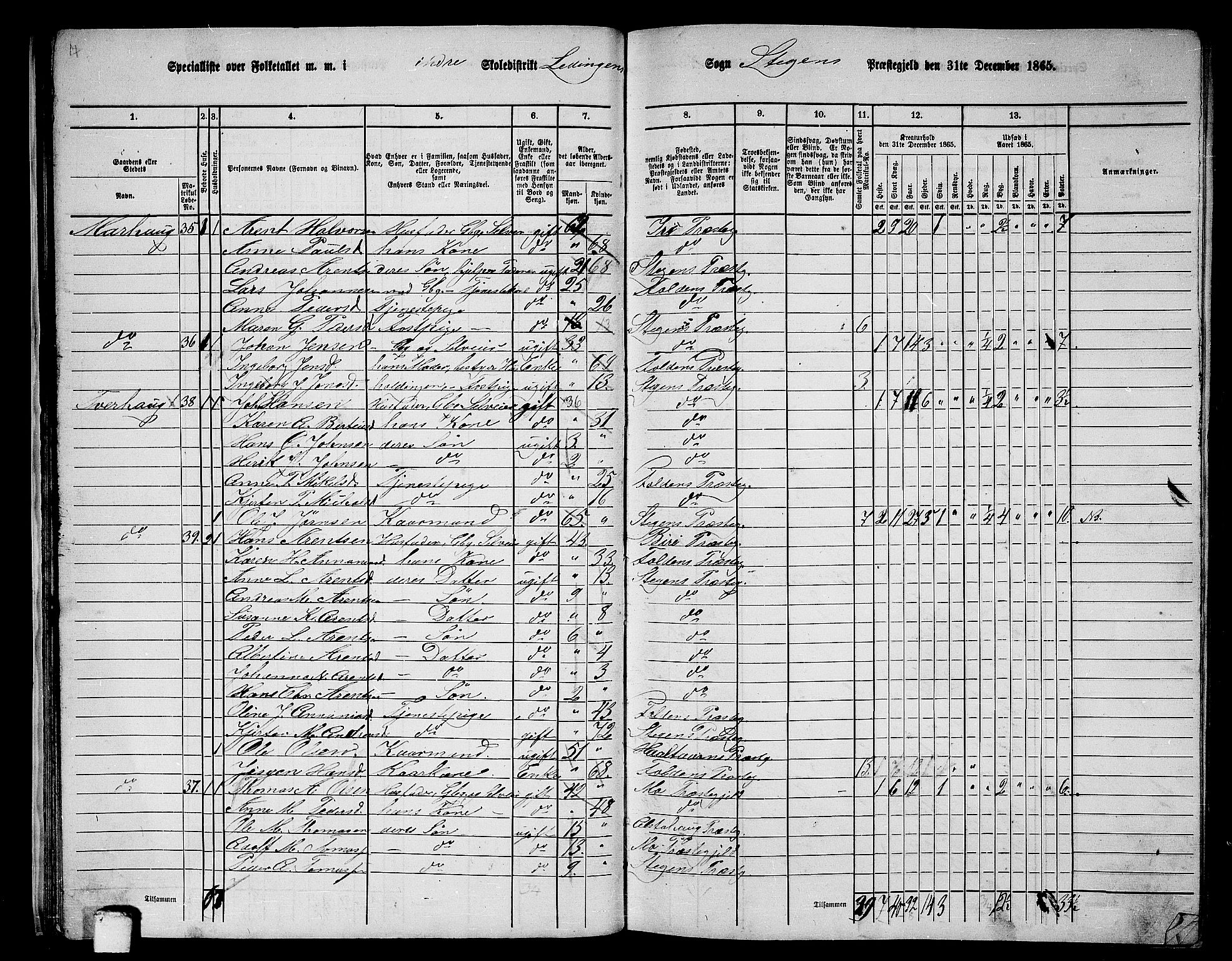 RA, 1865 census for Steigen, 1865, p. 24