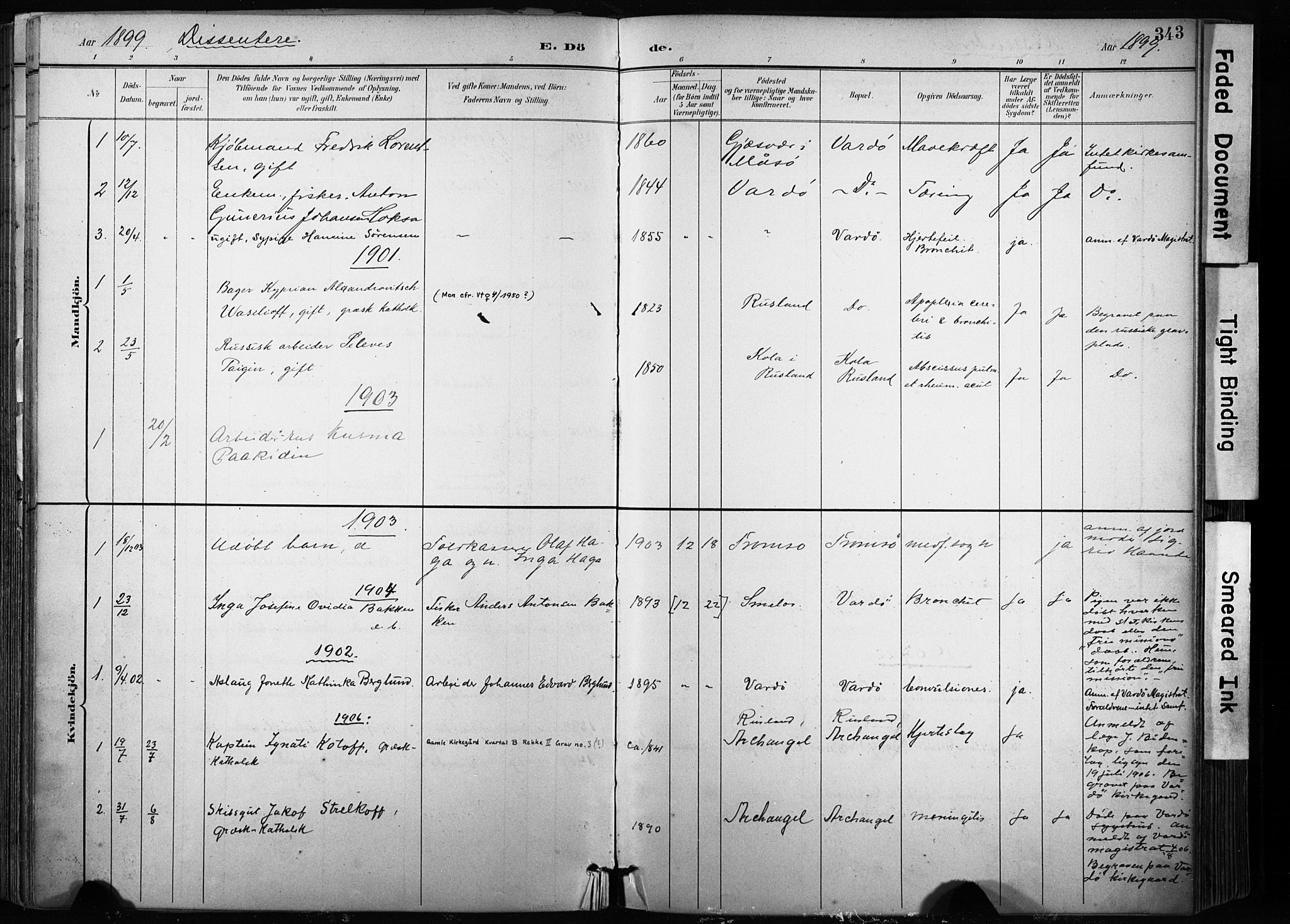Vardø sokneprestkontor, SATØ/S-1332/H/Ha/L0010kirke: Parish register (official) no. 10, 1895-1907, p. 343