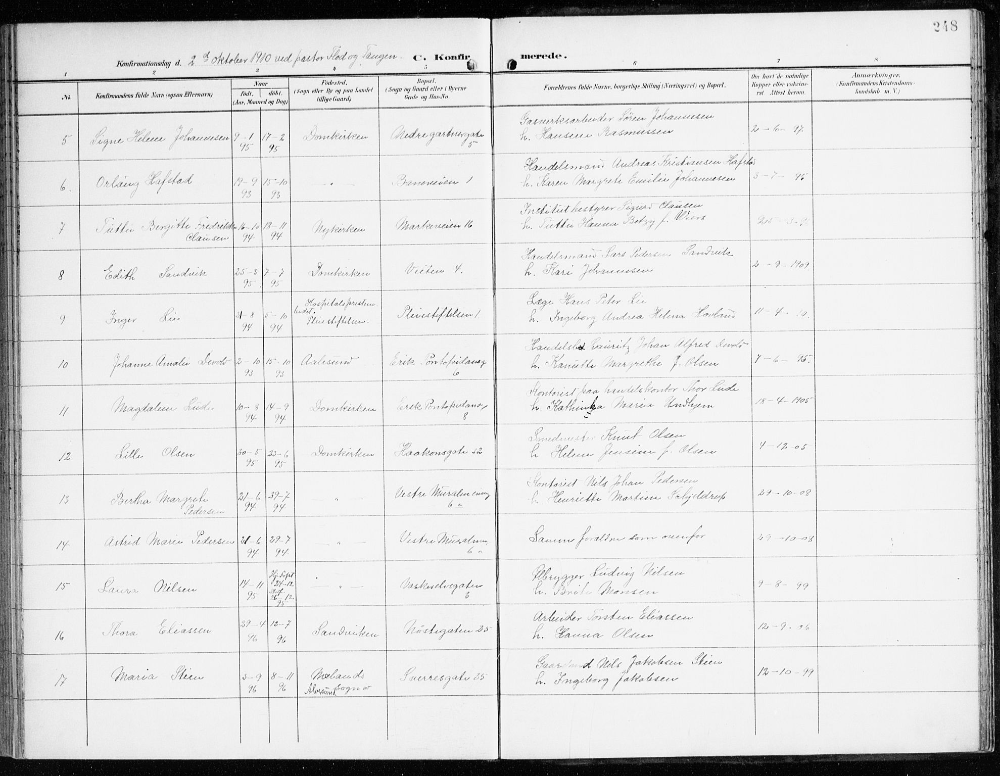 Domkirken sokneprestembete, AV/SAB-A-74801/H/Haa/L0031: Parish register (official) no. C 6, 1898-1915, p. 248