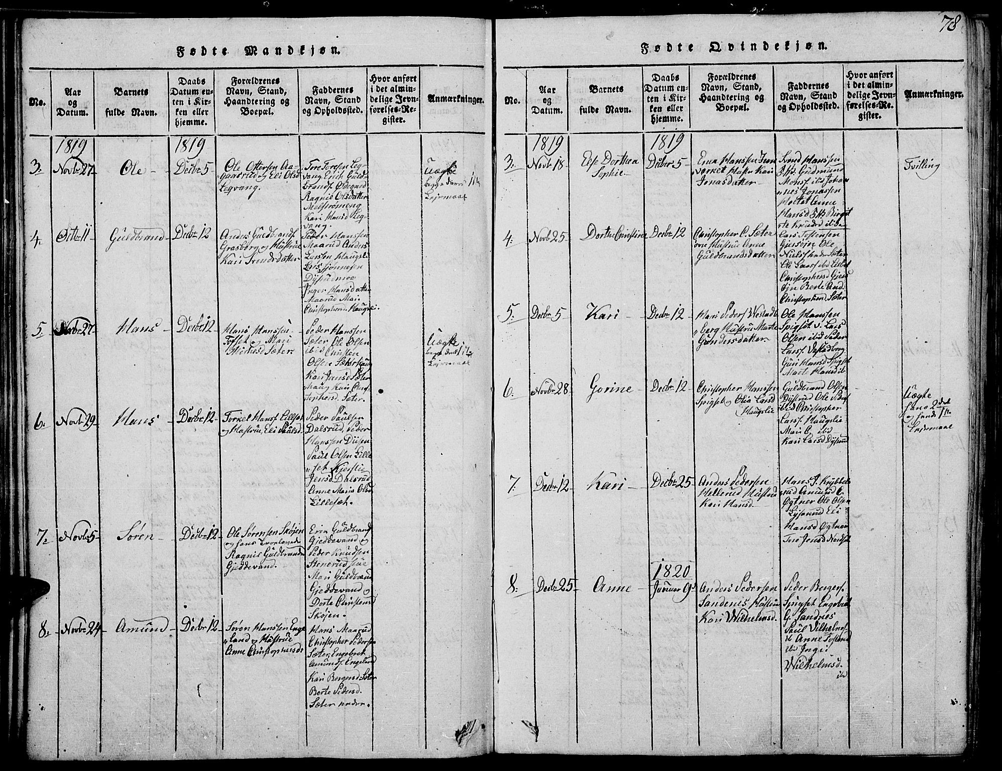 Strøm-Odalen prestekontor, AV/SAH-PREST-028/H/Ha/Haa/L0006: Parish register (official) no. 6, 1814-1850, p. 78